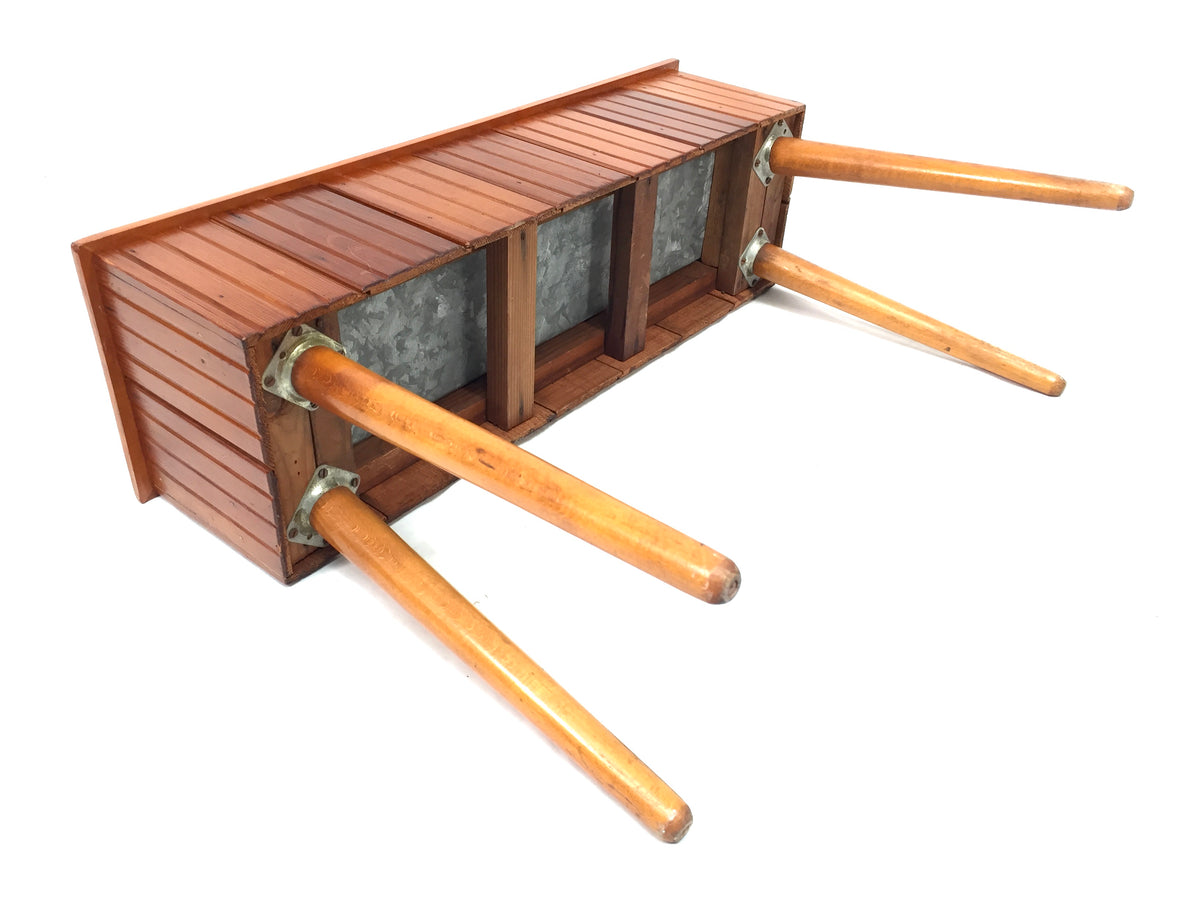 Vintage Mid Century Teak Wooden Plant Stand / Planter & Drip Tray c.1960 Antique