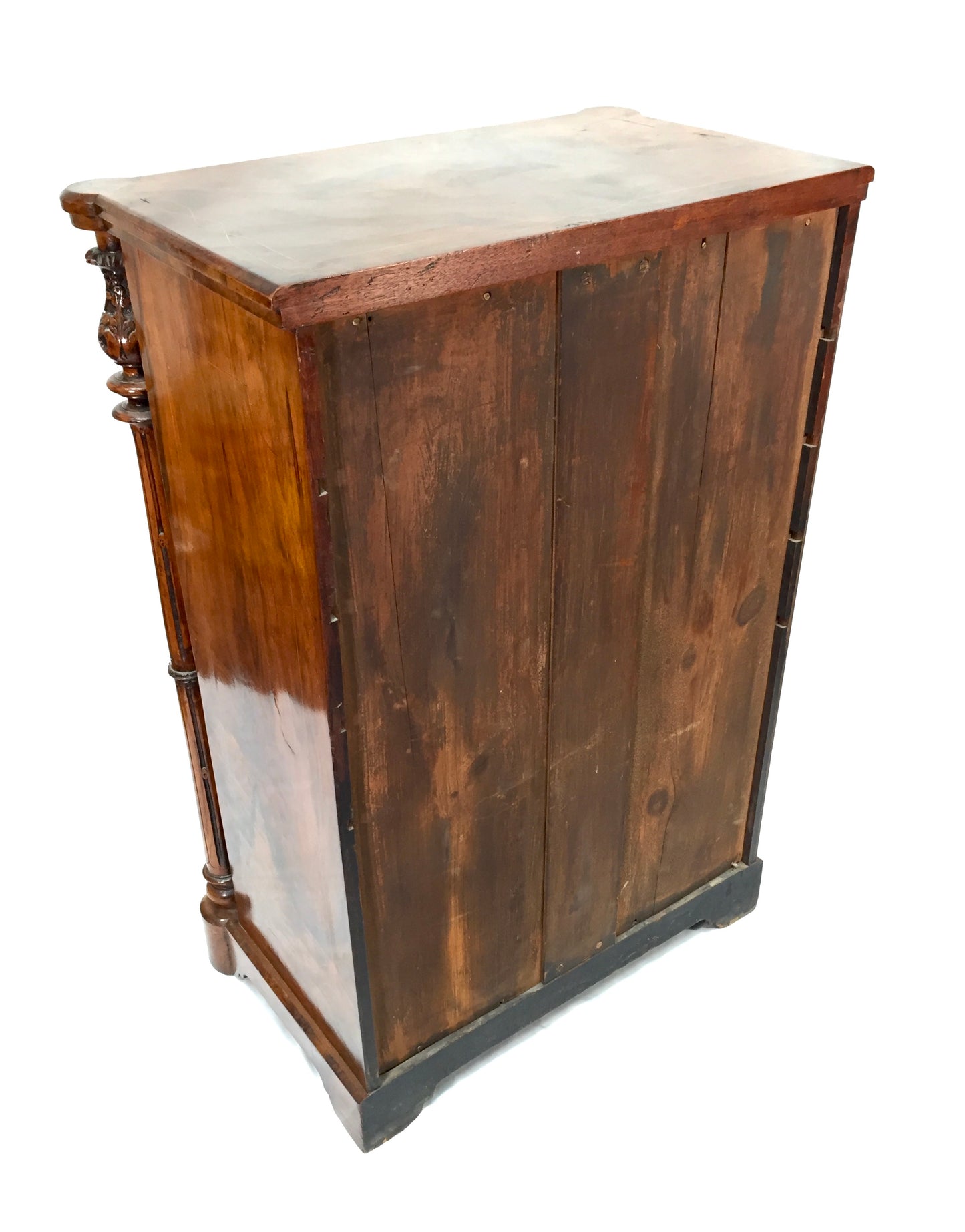 Antique Victorian Burr Walnut Inlaid Music Sheet Display Cabinet with Key c.1880