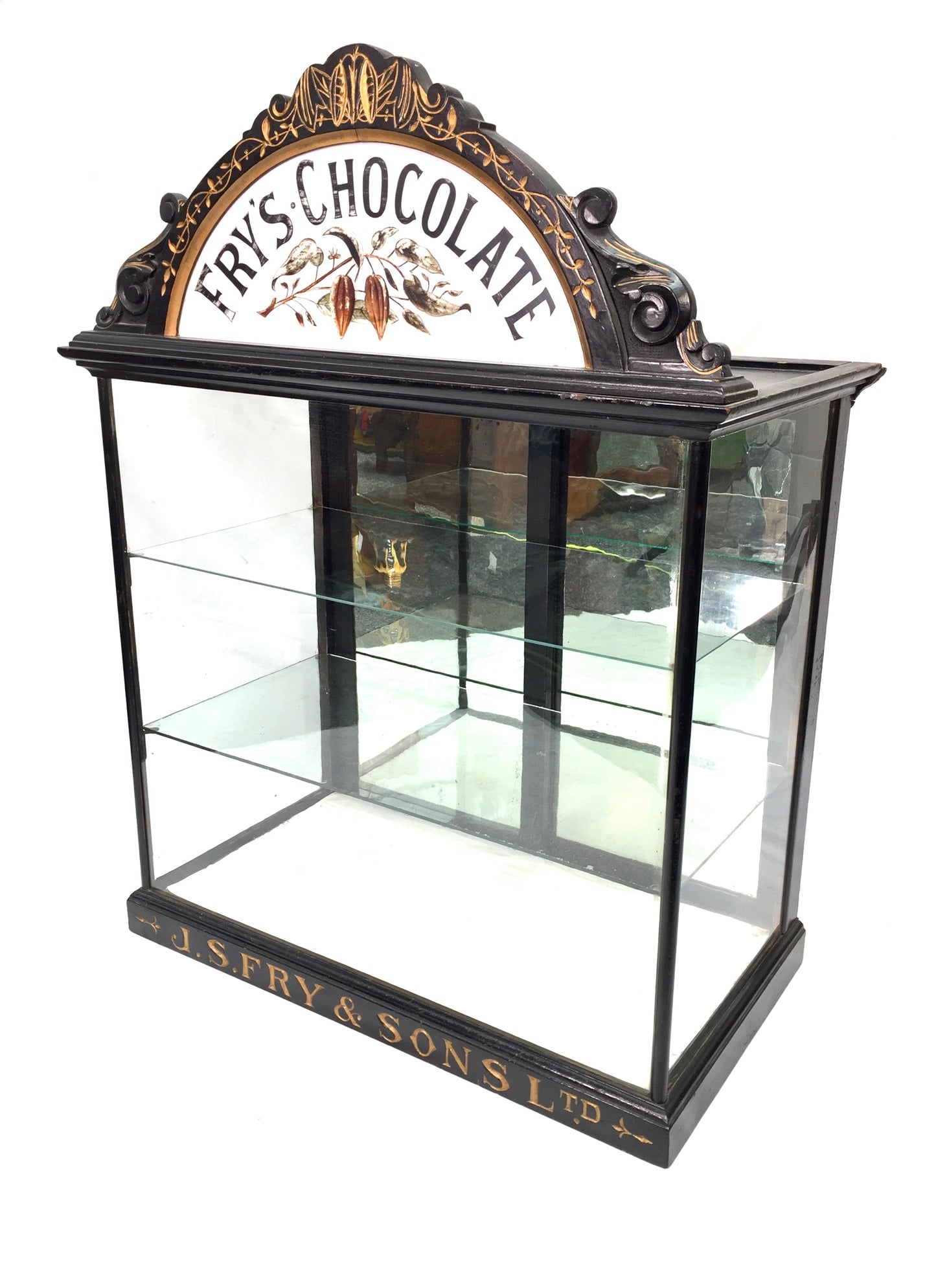 Antique Victorian J S Fry’s Chocolate Glass & Wood Shop Counter Display Cabinet