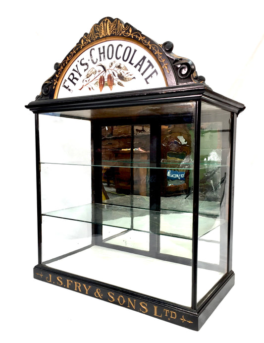 Antique Victorian J S Fry’s Chocolate Glass & Wood Shop Counter Display Cabinet
