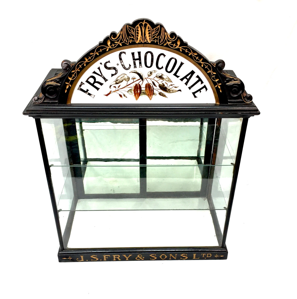 Antique Victorian J S Fry’s Chocolate Glass & Wood Shop Counter Display Cabinet