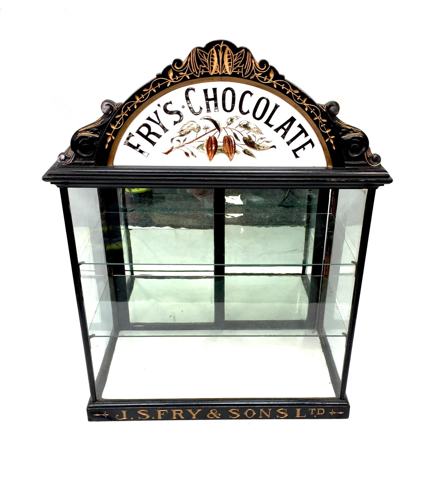Antique Victorian J S Fry’s Chocolate Glass & Wood Shop Counter Display Cabinet