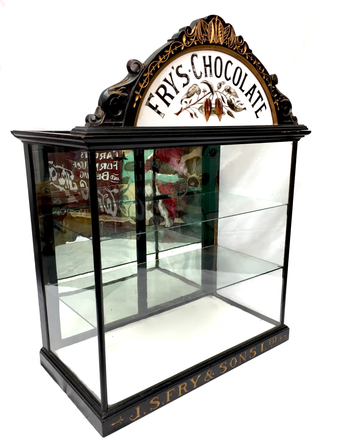 Antique Victorian J S Fry’s Chocolate Glass & Wood Shop Counter Display Cabinet