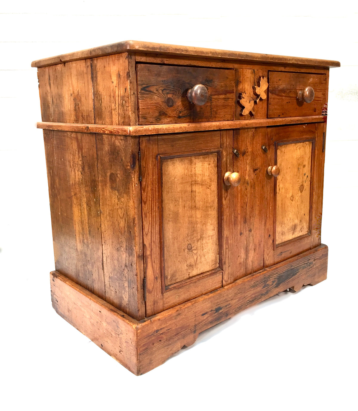 Antique French Rustic Pine Wooden Storage Cupboard / Sideboard Unit c.1930 Shelf