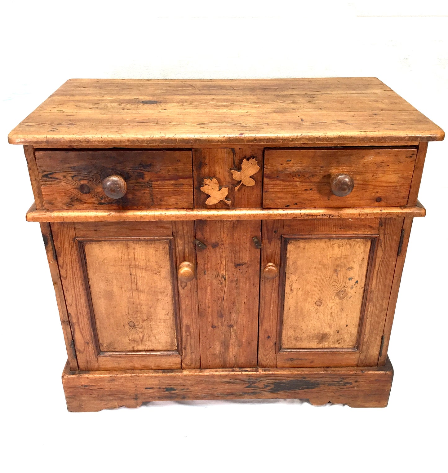 Antique French Rustic Pine Wooden Storage Cupboard / Sideboard Unit c.1930 Shelf