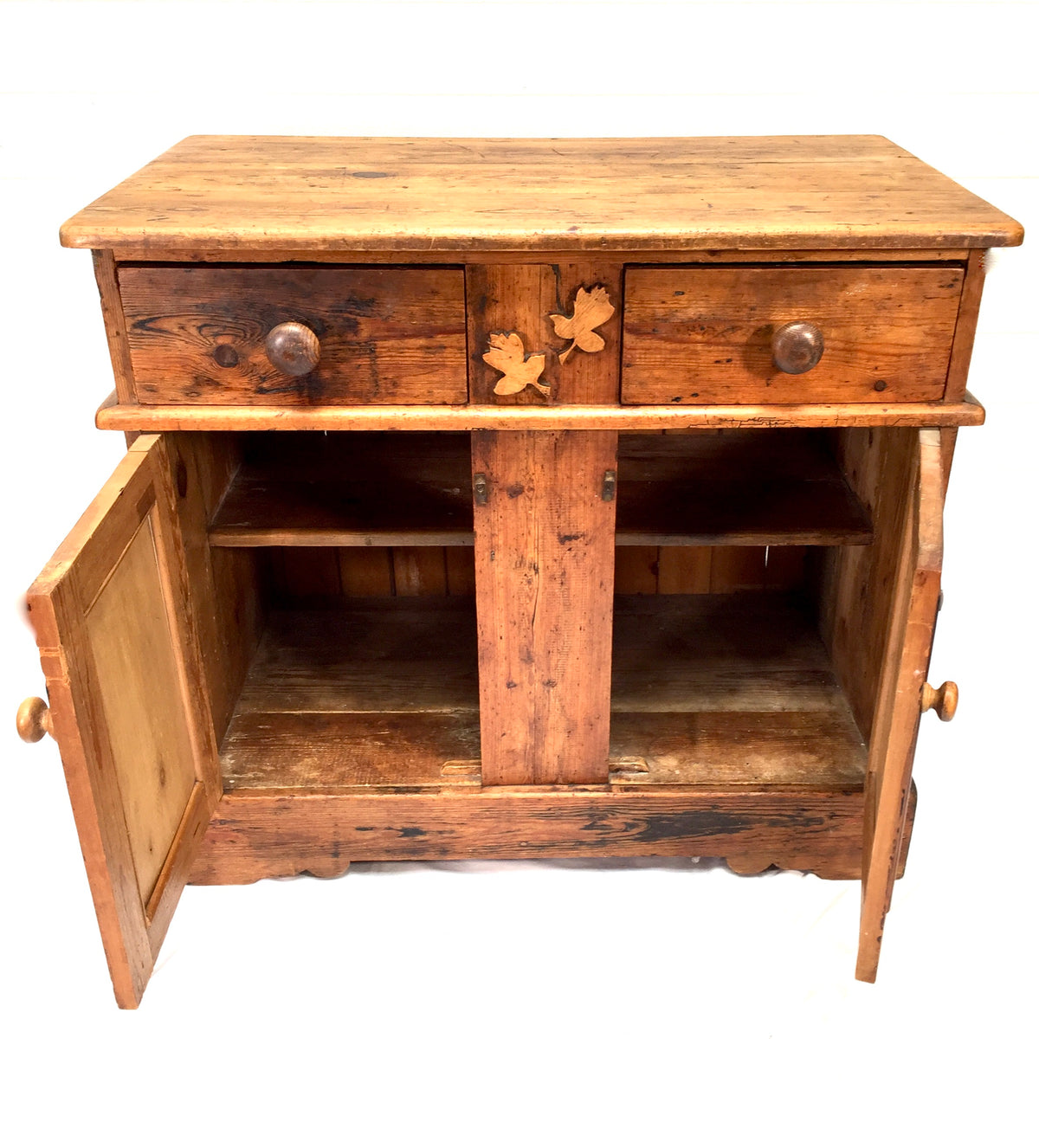 Antique French Rustic Pine Wooden Storage Cupboard / Sideboard Unit c.1930 Shelf