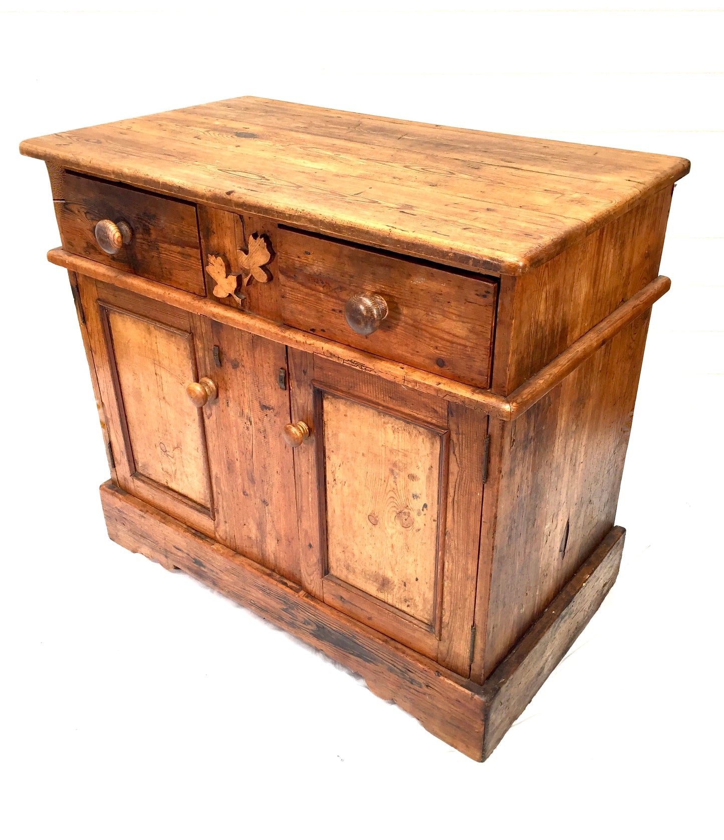 Antique French Rustic Pine Wooden Storage Cupboard / Sideboard Unit c.1930 Shelf
