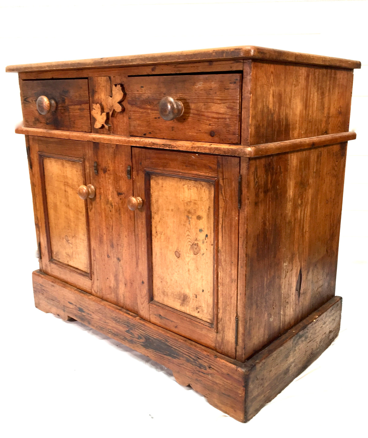 Antique French Rustic Pine Wooden Storage Cupboard / Sideboard Unit c.1930 Shelf