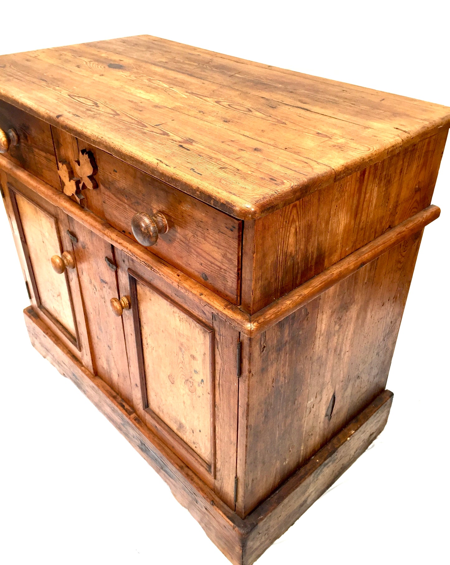 Antique French Rustic Pine Wooden Storage Cupboard / Sideboard Unit c.1930 Shelf