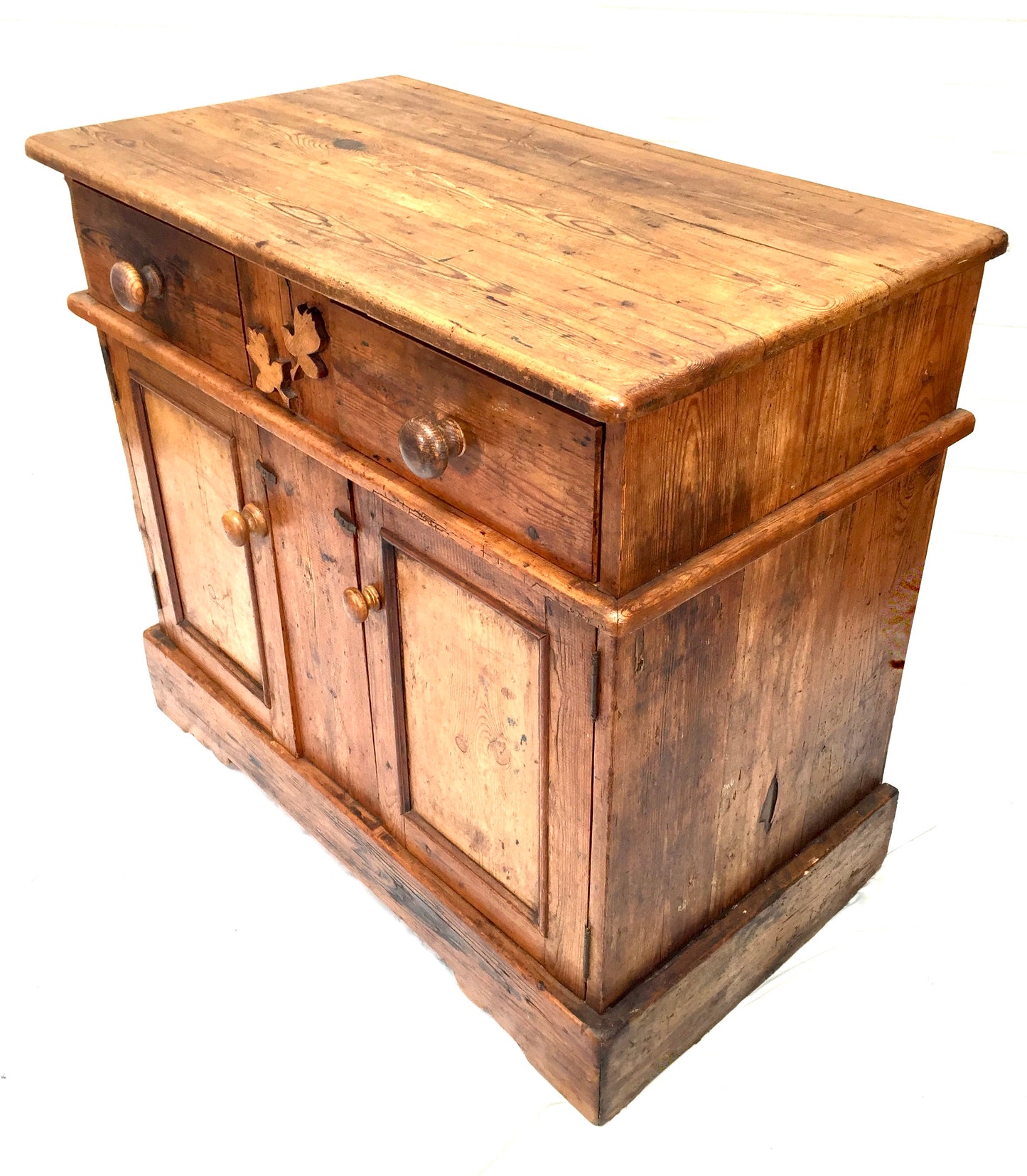 Antique French Rustic Pine Wooden Storage Cupboard / Sideboard Unit c.1930 Shelf