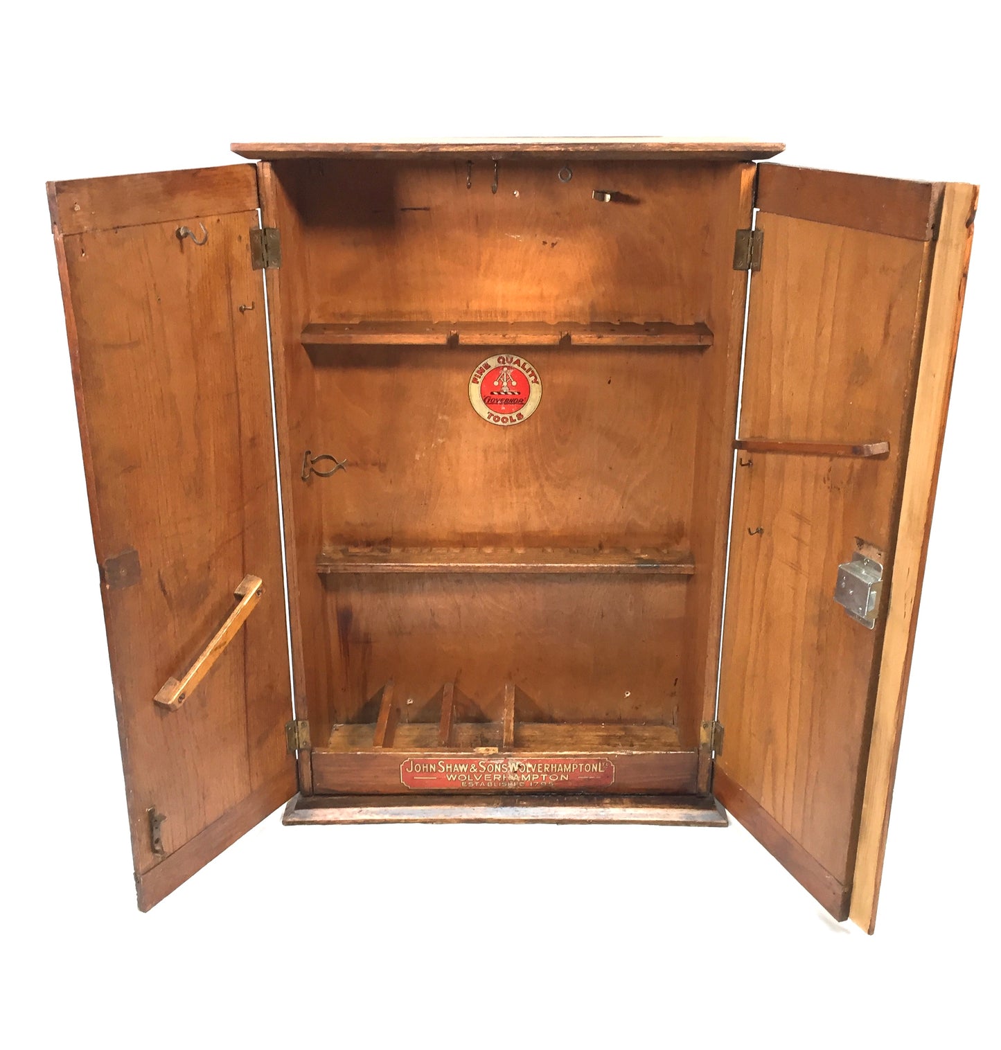 Antique Wooden Large Tool Cabinet / Toolbox by John Shaw and Sons c.1930
