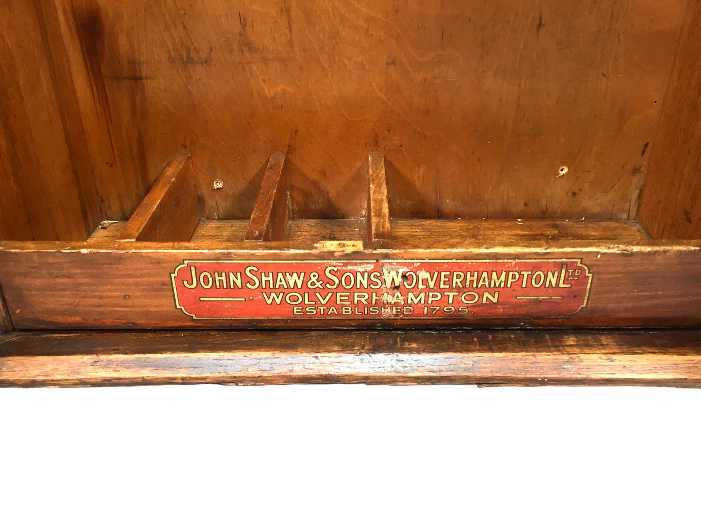 Antique Wooden Large Tool Cabinet / Toolbox by John Shaw and Sons c.1930
