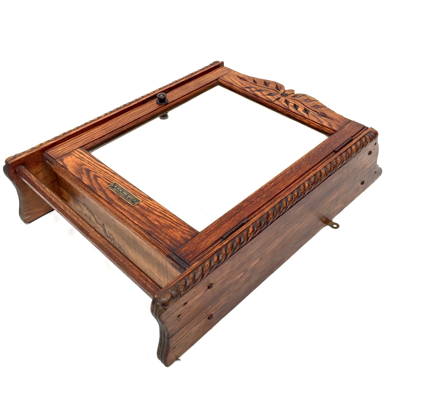 Antique Hand Carved Oak Wooden Wall Hanging Medicine / Apothecary Cabinet c.1930