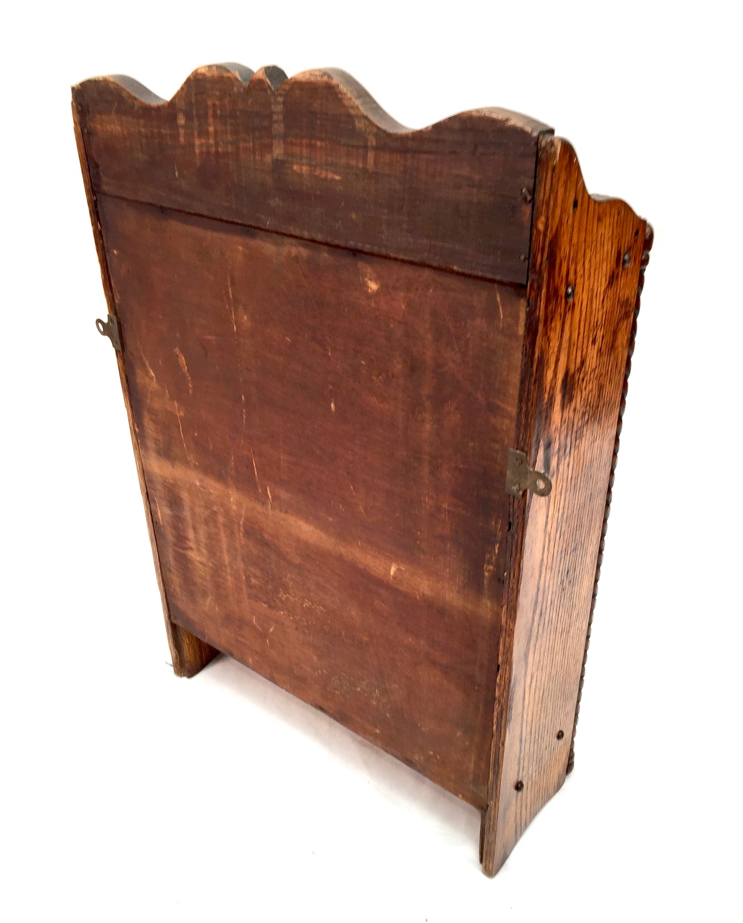 Antique Hand Carved Oak Wooden Wall Hanging Medicine / Apothecary Cabinet c.1930