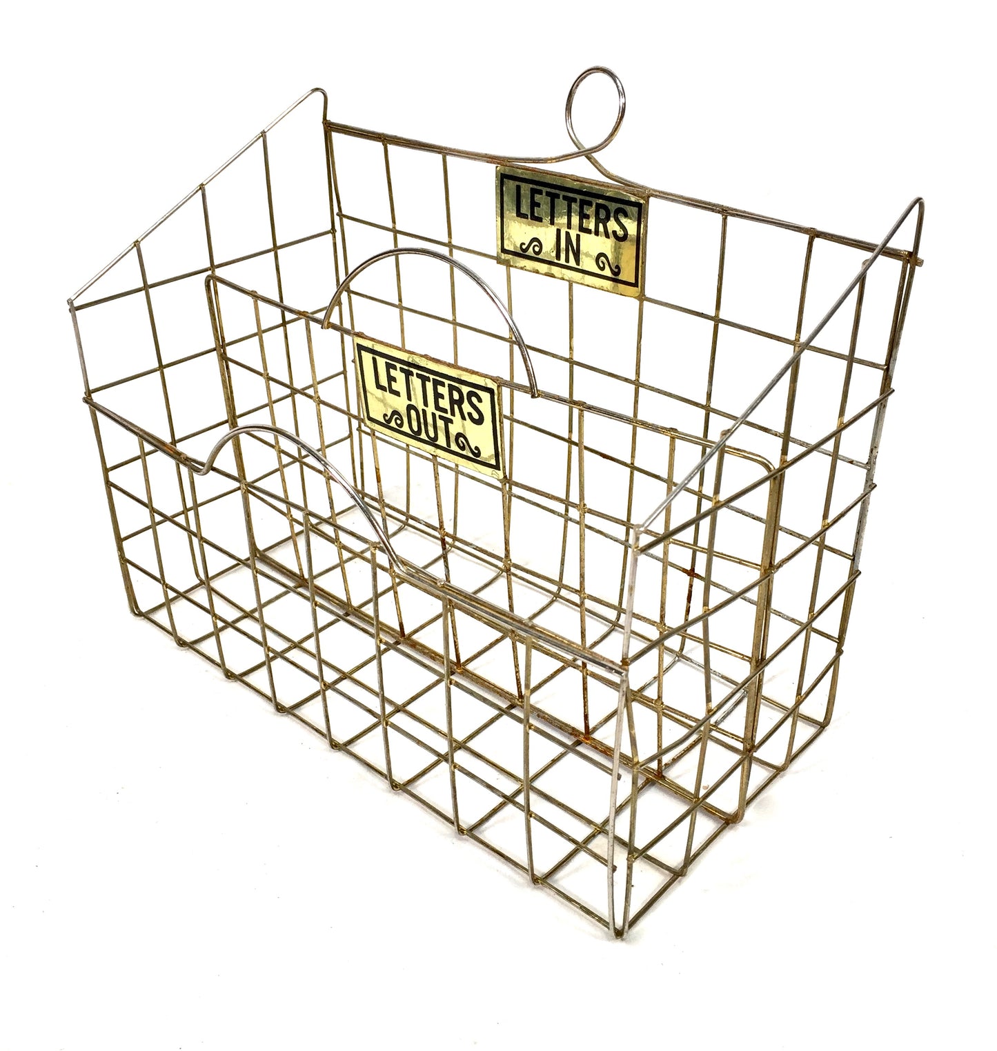 Vintage Desktop Metal Wire Letters Basket / Mail Caddy / Stationery Organiser