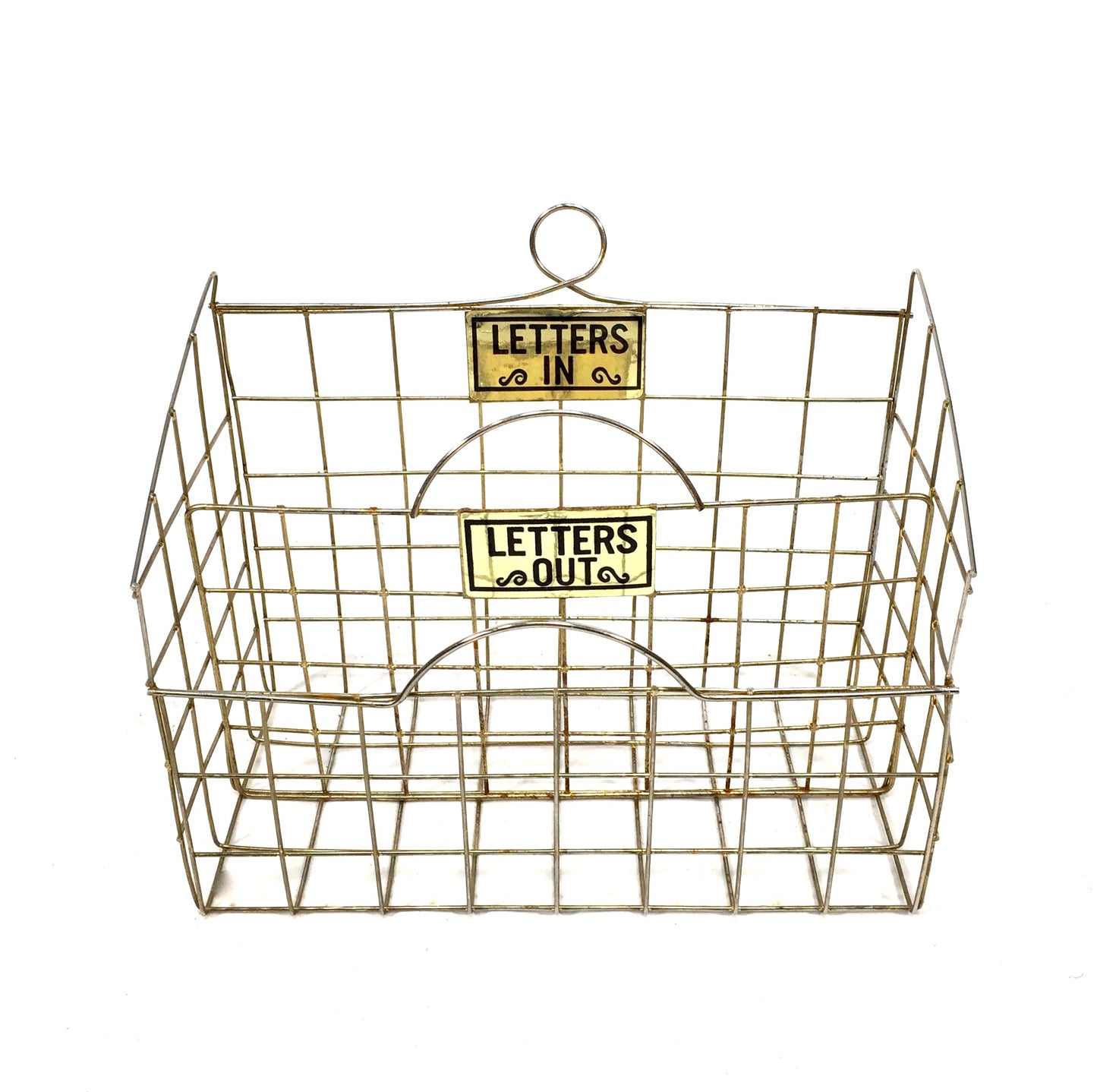 Vintage Desktop Metal Wire Letters Basket / Mail Caddy / Stationery Organiser