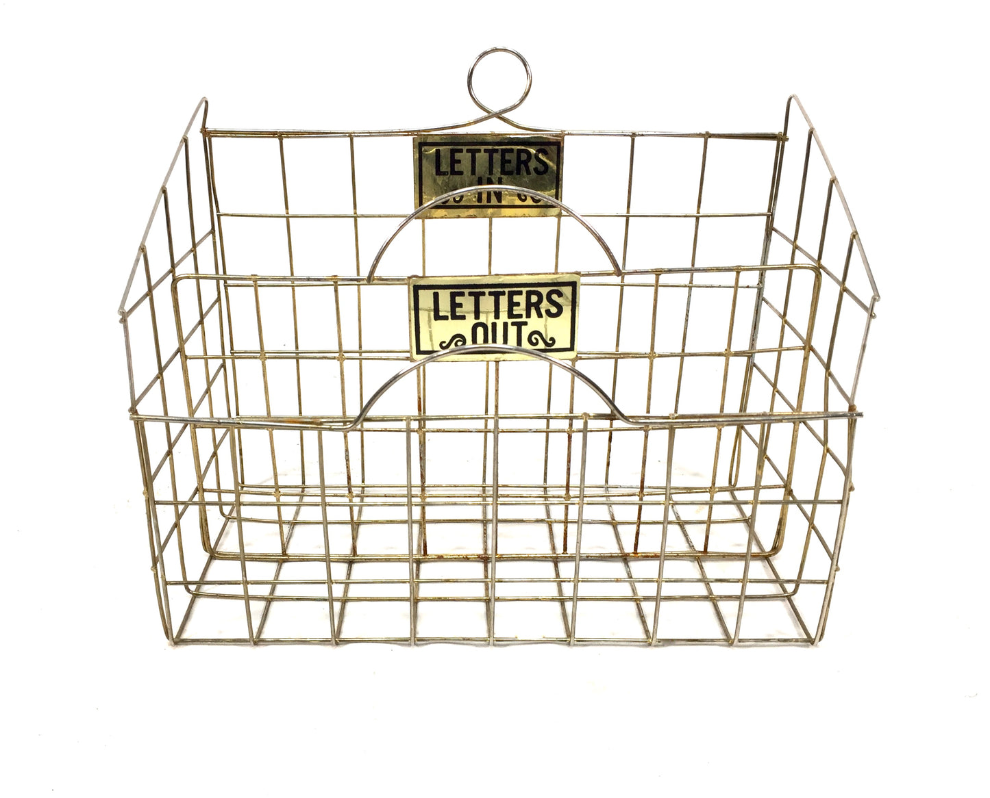 Vintage Desktop Metal Wire Letters Basket / Mail Caddy / Stationery Organiser