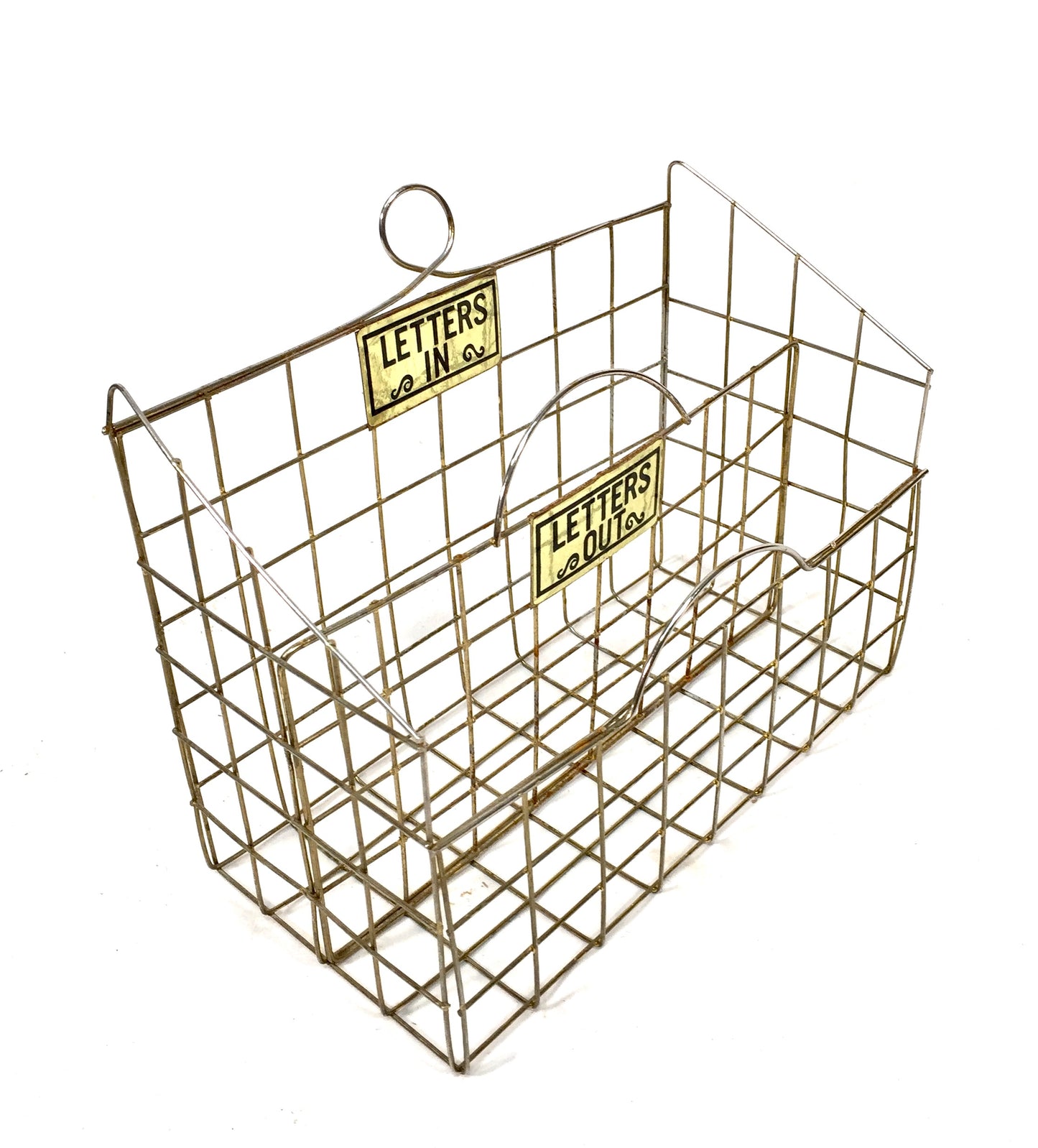Vintage Desktop Metal Wire Letters Basket / Mail Caddy / Stationery Organiser
