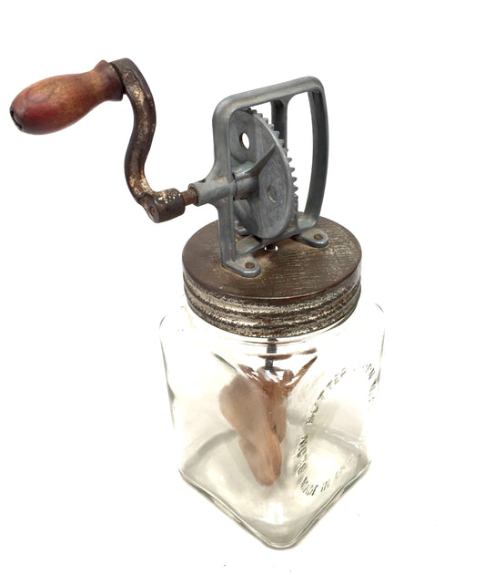 Antique Kitchenalia - Working Mid Century Glass J. J Blow Ltd Butter Churn No.20