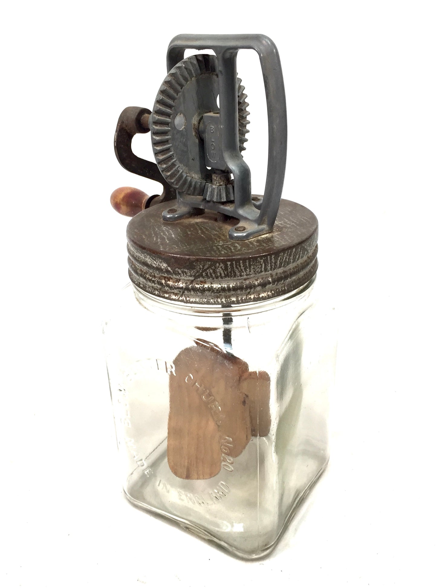 Antique Kitchenalia - Working Mid Century Glass J. J Blow Ltd Butter Churn No.20
