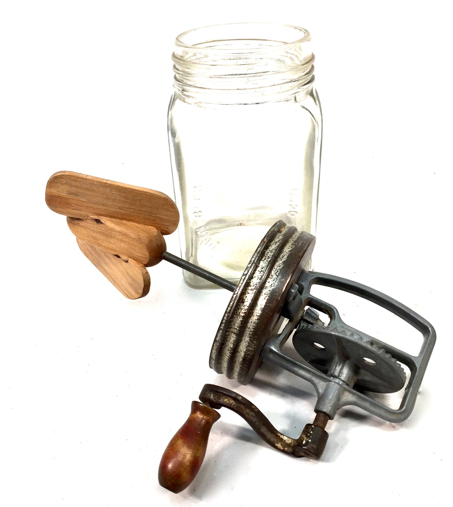Antique Kitchenalia - Working Mid Century Glass J. J Blow Ltd Butter Churn No.20