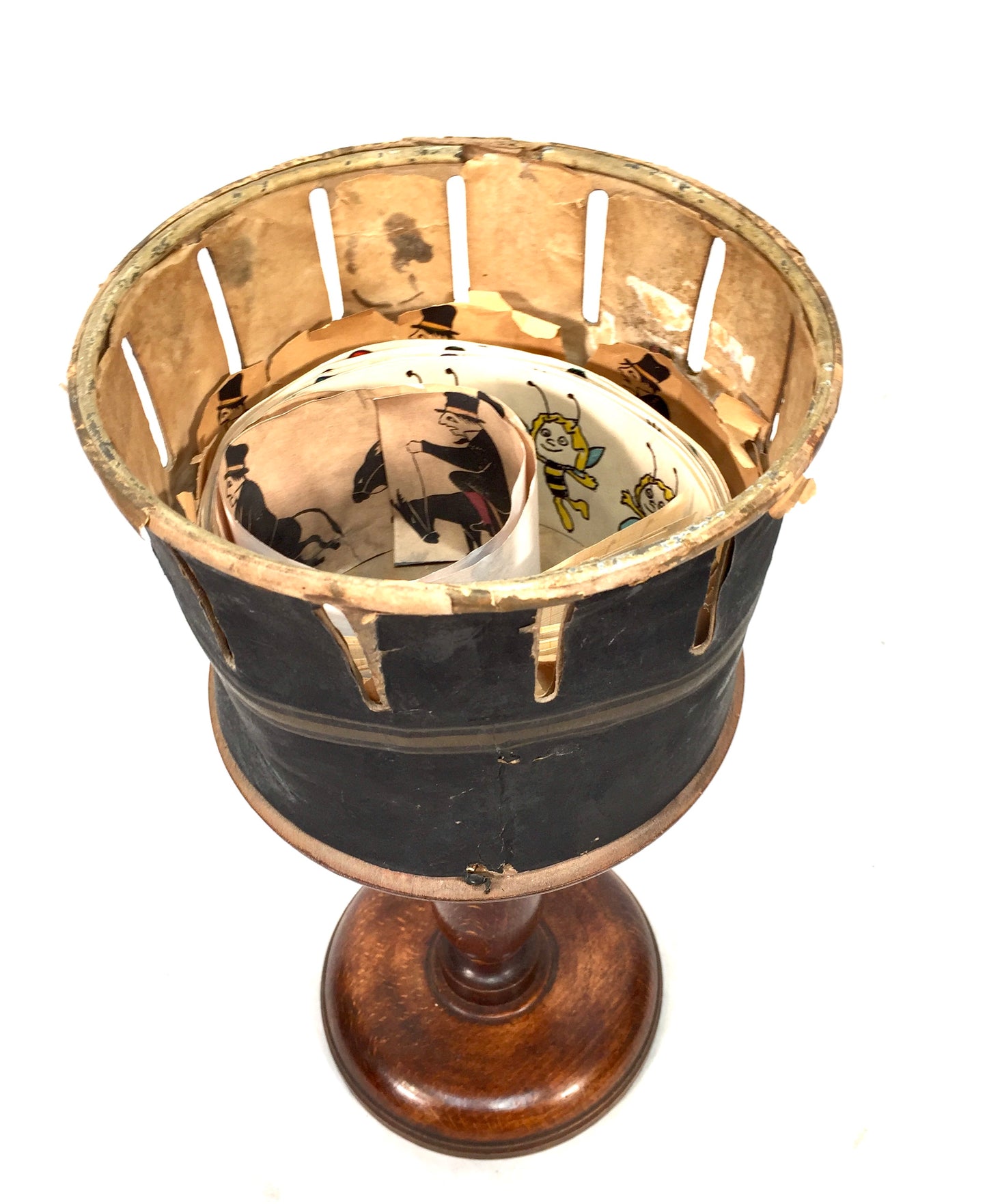 Antique Victorian Zoetrope / Wheel of Life with Viewing Image Strips. c.1870