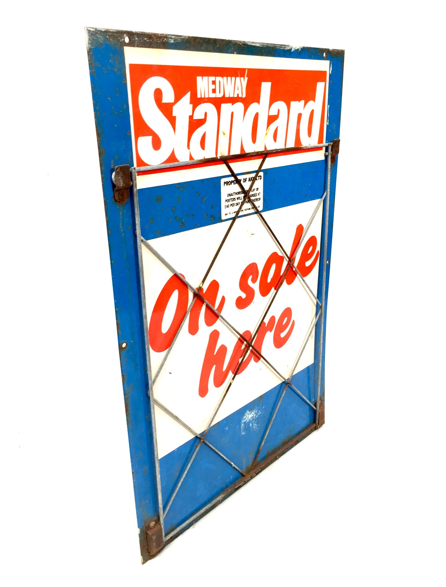 Vintage Advertising - Medway Standard Newsagent's Metal Shop Display Board Sign