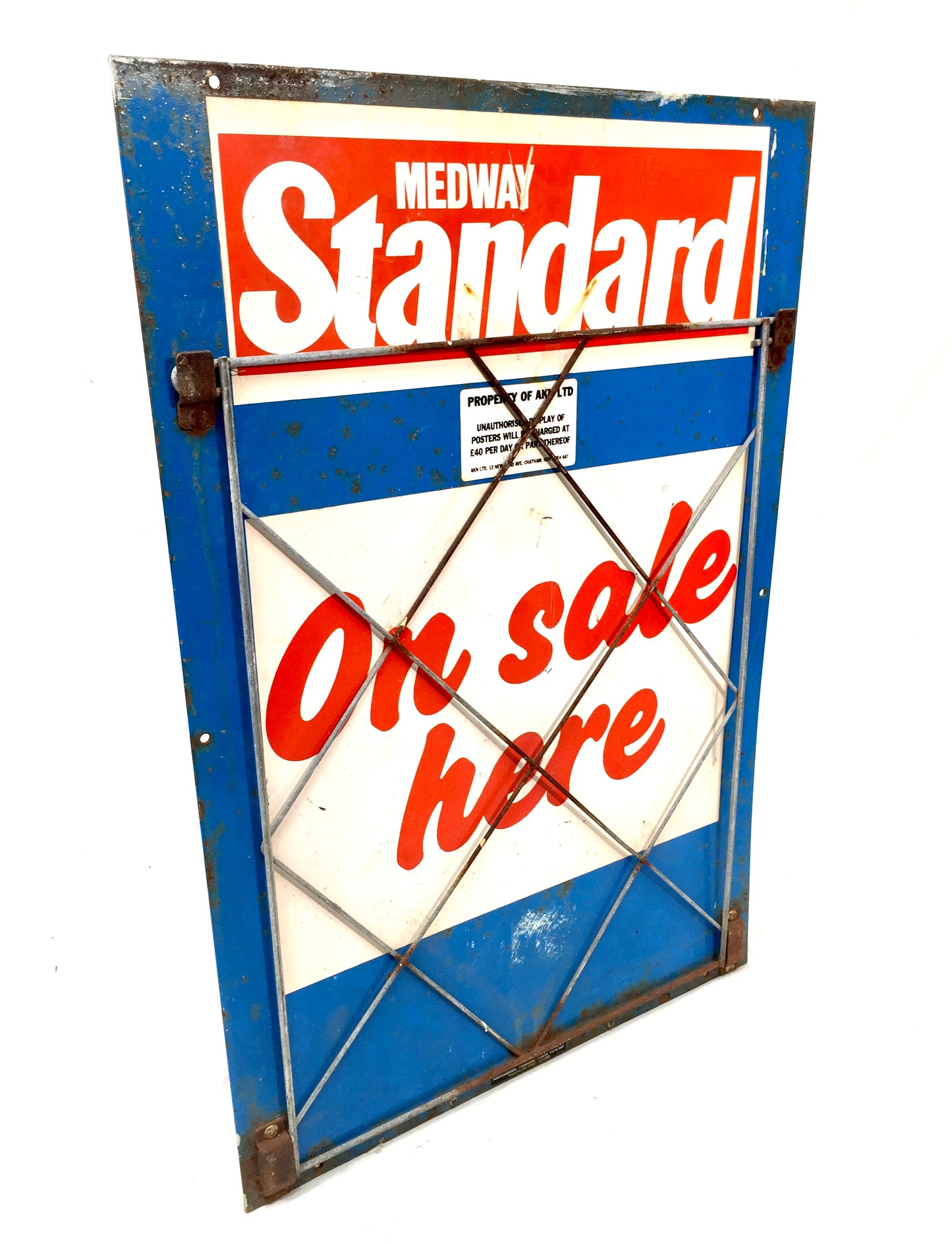 Vintage Advertising - Medway Standard Newsagent's Metal Shop Display Board Sign