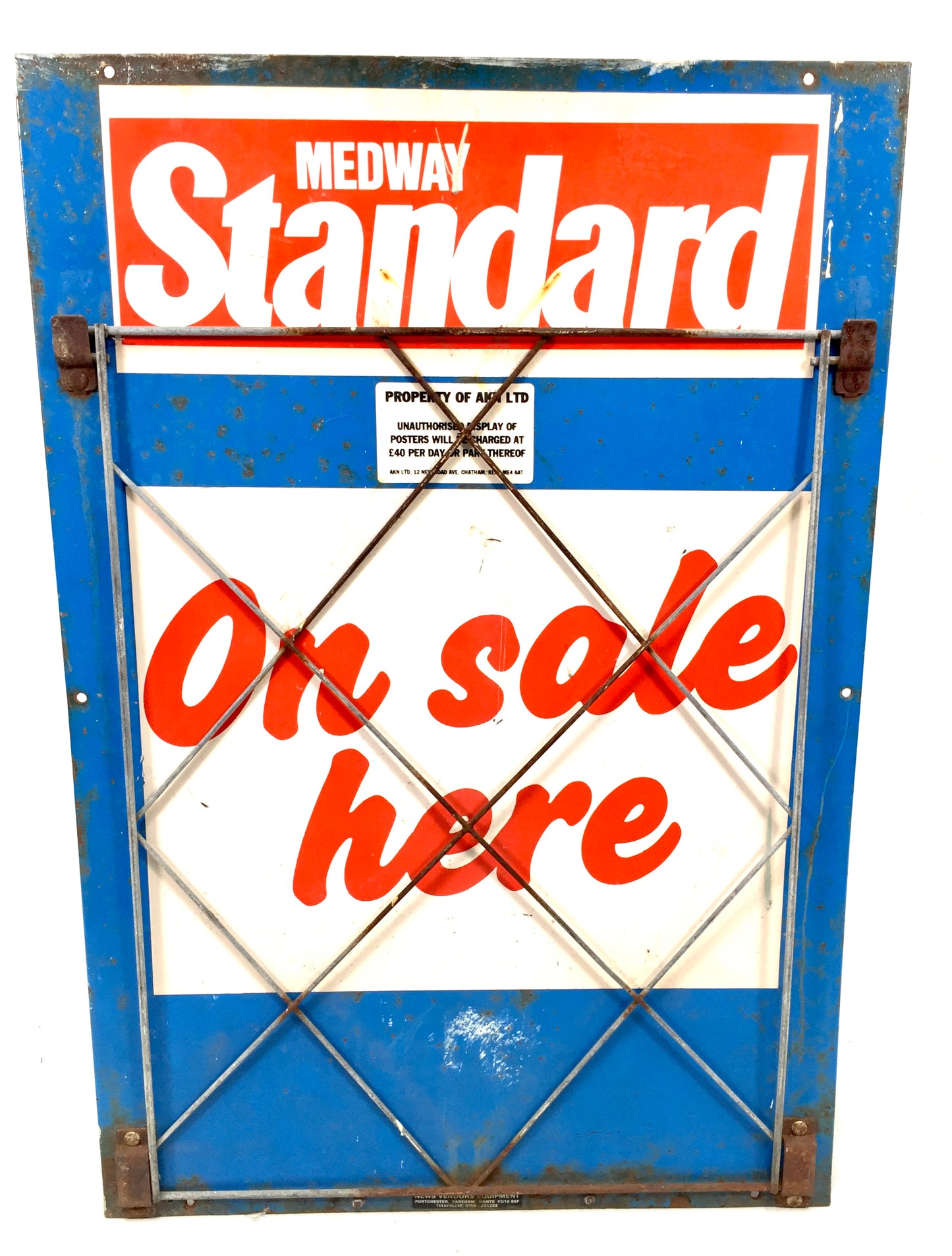 Vintage Advertising - Medway Standard Newsagent's Metal Shop Display Board Sign