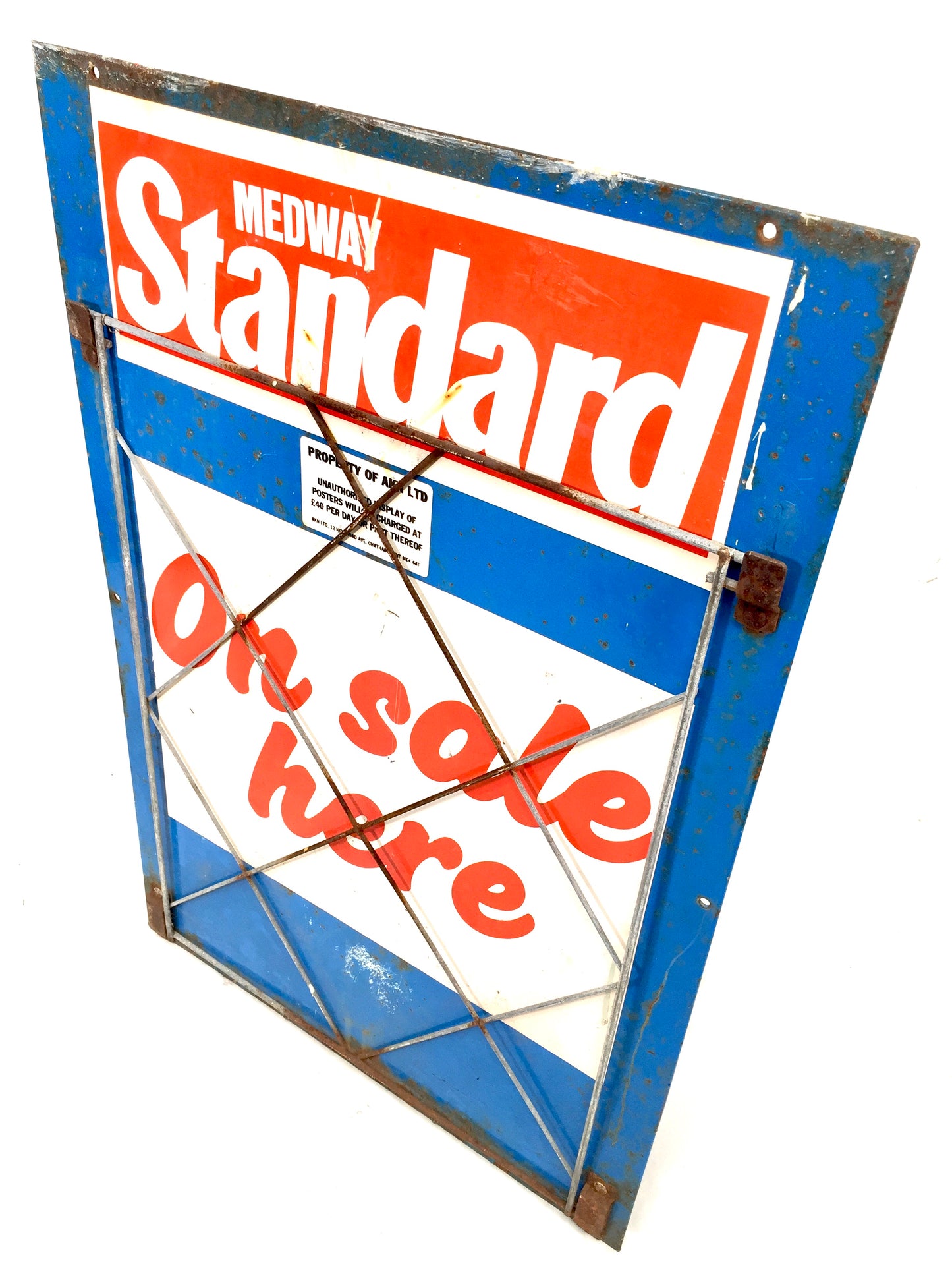 Vintage Advertising - Medway Standard Newsagent's Metal Shop Display Board Sign