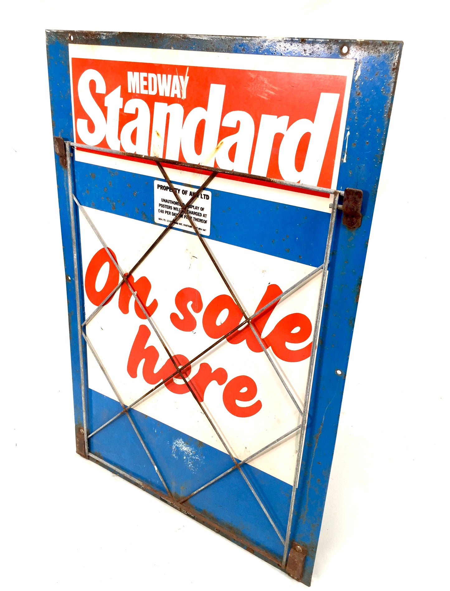 Vintage Advertising - Medway Standard Newsagent's Metal Shop Display Board Sign