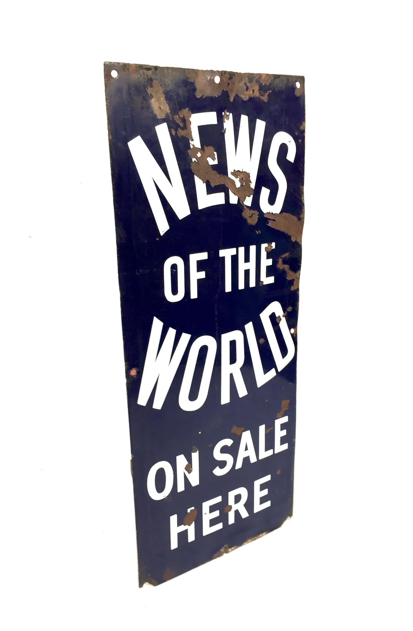 Antique Advertising - Wall Hanging News of the World Newspaper Enamel Sign c1930