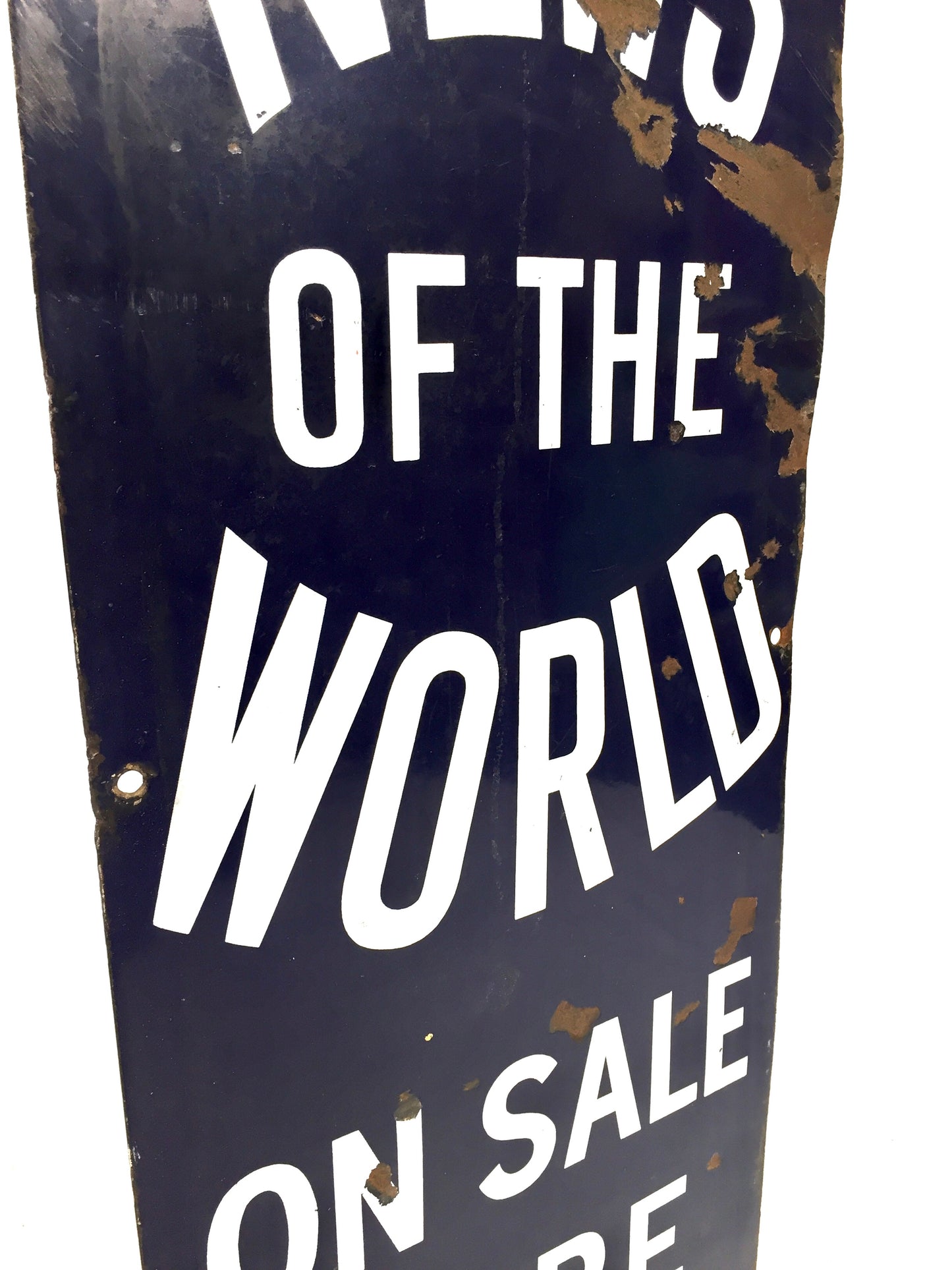 Antique Advertising - Wall Hanging News of the World Newspaper Enamel Sign c1930