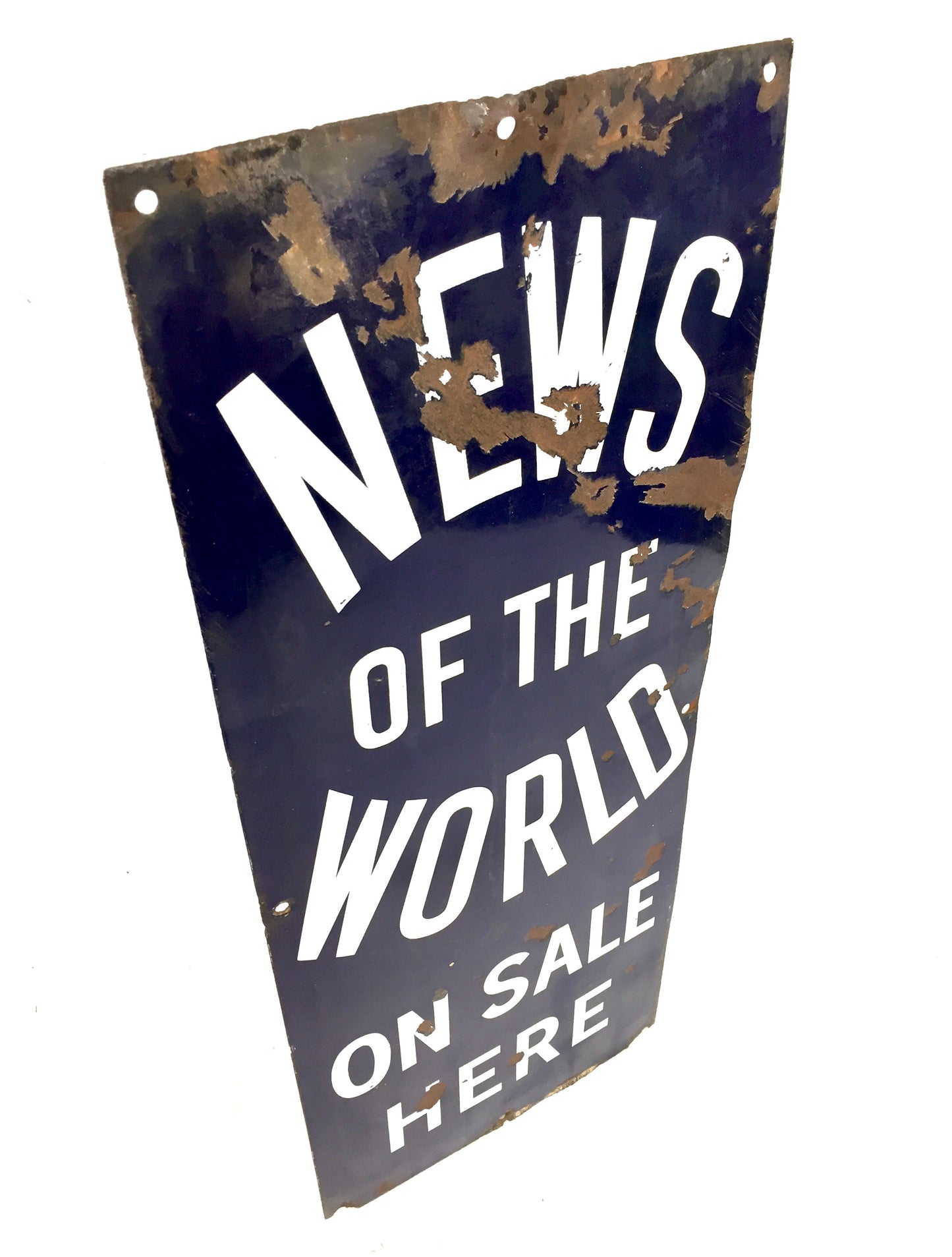 Antique Advertising - Wall Hanging News of the World Newspaper Enamel Sign c1930