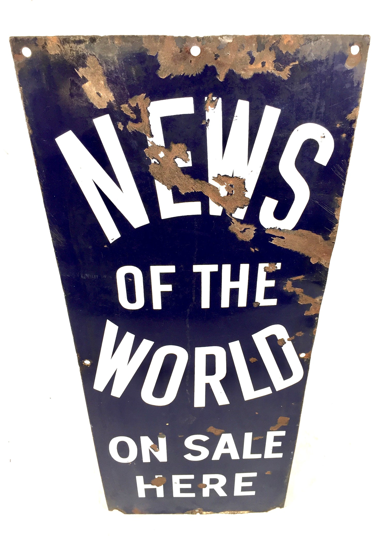 Antique Advertising - Wall Hanging News of the World Newspaper Enamel Sign c1930