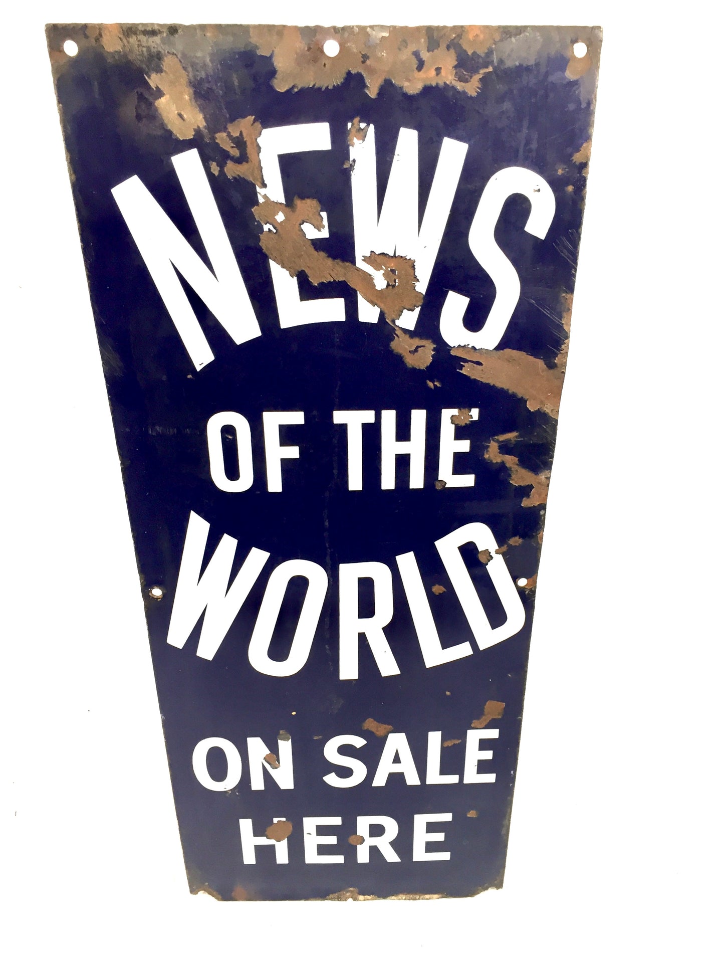 Antique Advertising - Wall Hanging News of the World Newspaper Enamel Sign c1930