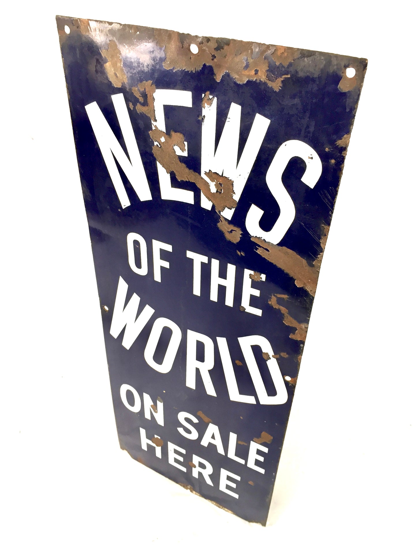 Antique Advertising - Wall Hanging News of the World Newspaper Enamel Sign c1930