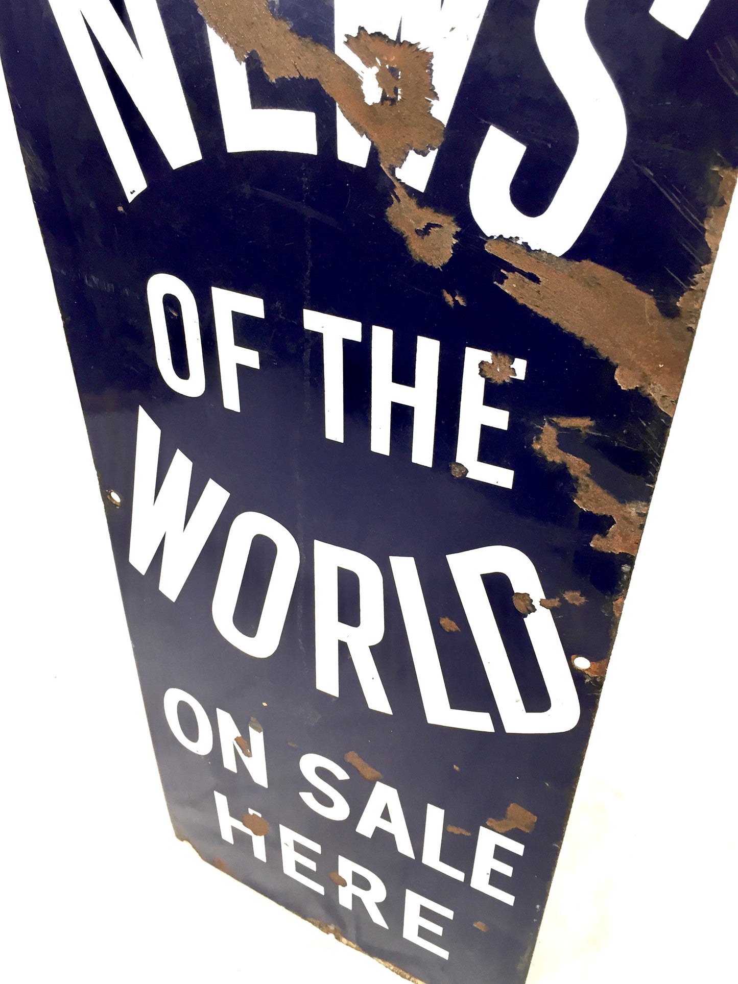 Antique Advertising - Wall Hanging News of the World Newspaper Enamel Sign c1930