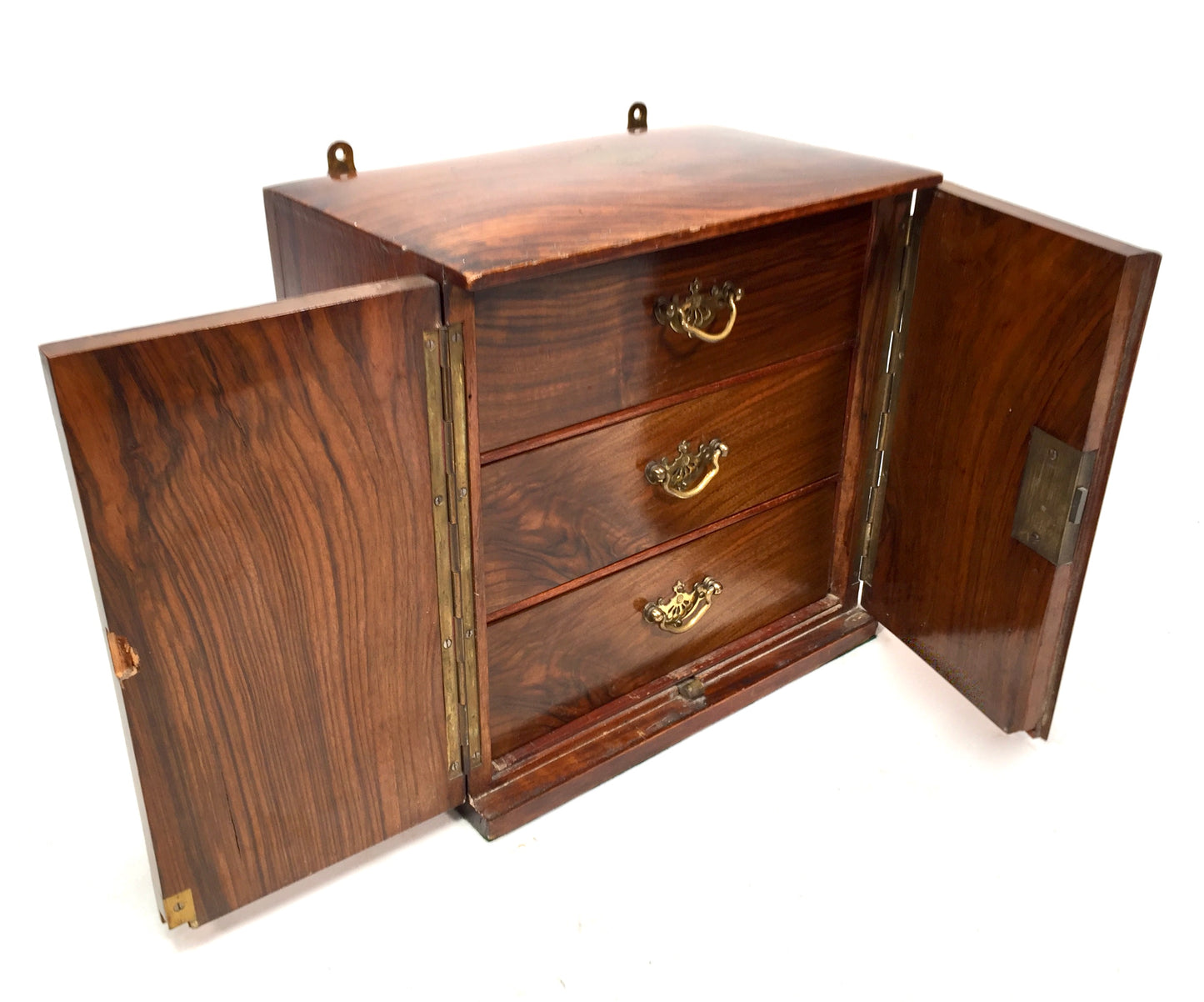 Antique Victorian Wooden Walnut Humidor Chest of Drawers Collectors Cabinet Box