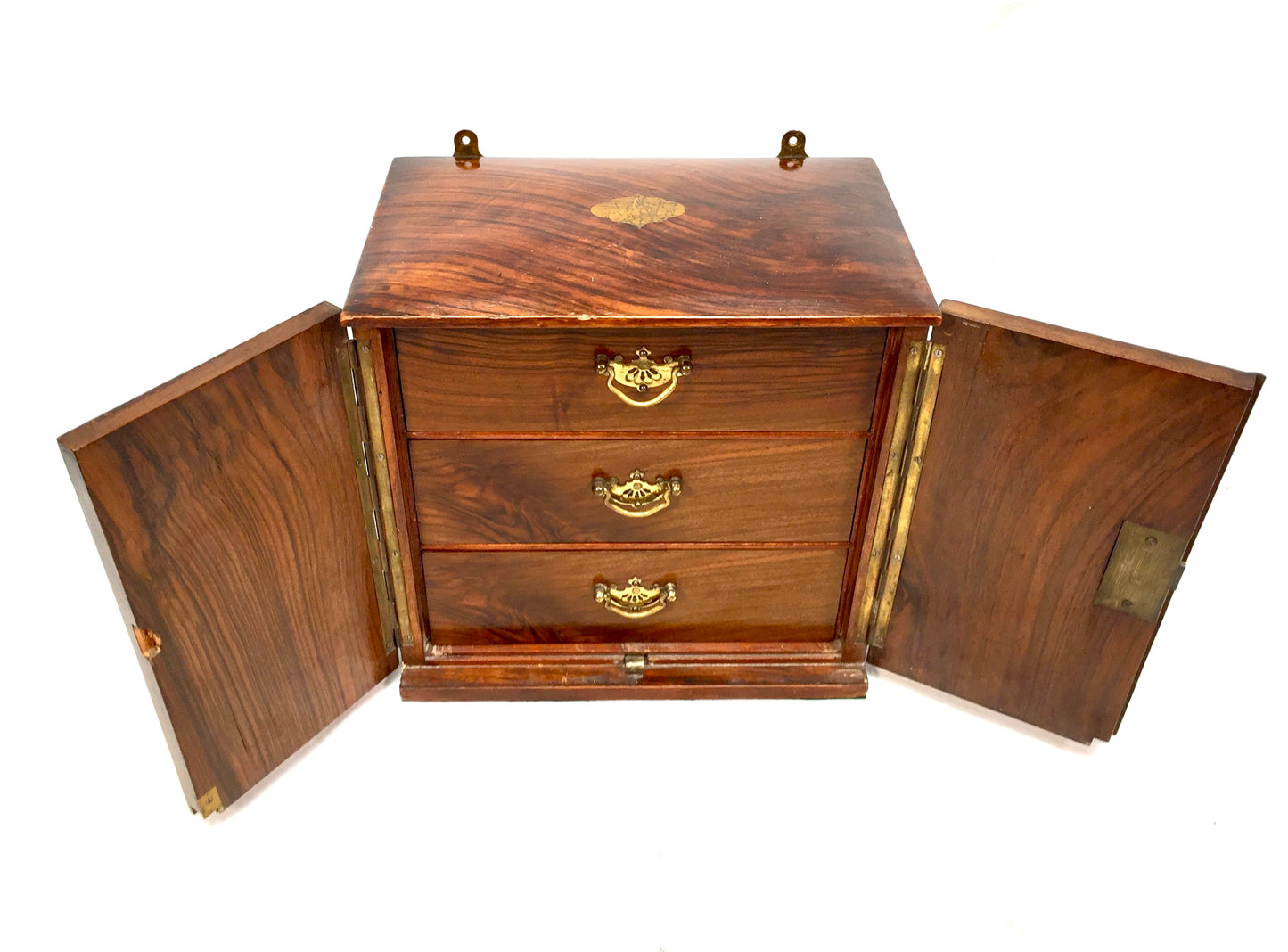 Antique Victorian Wooden Walnut Humidor Chest of Drawers Collectors Cabinet Box