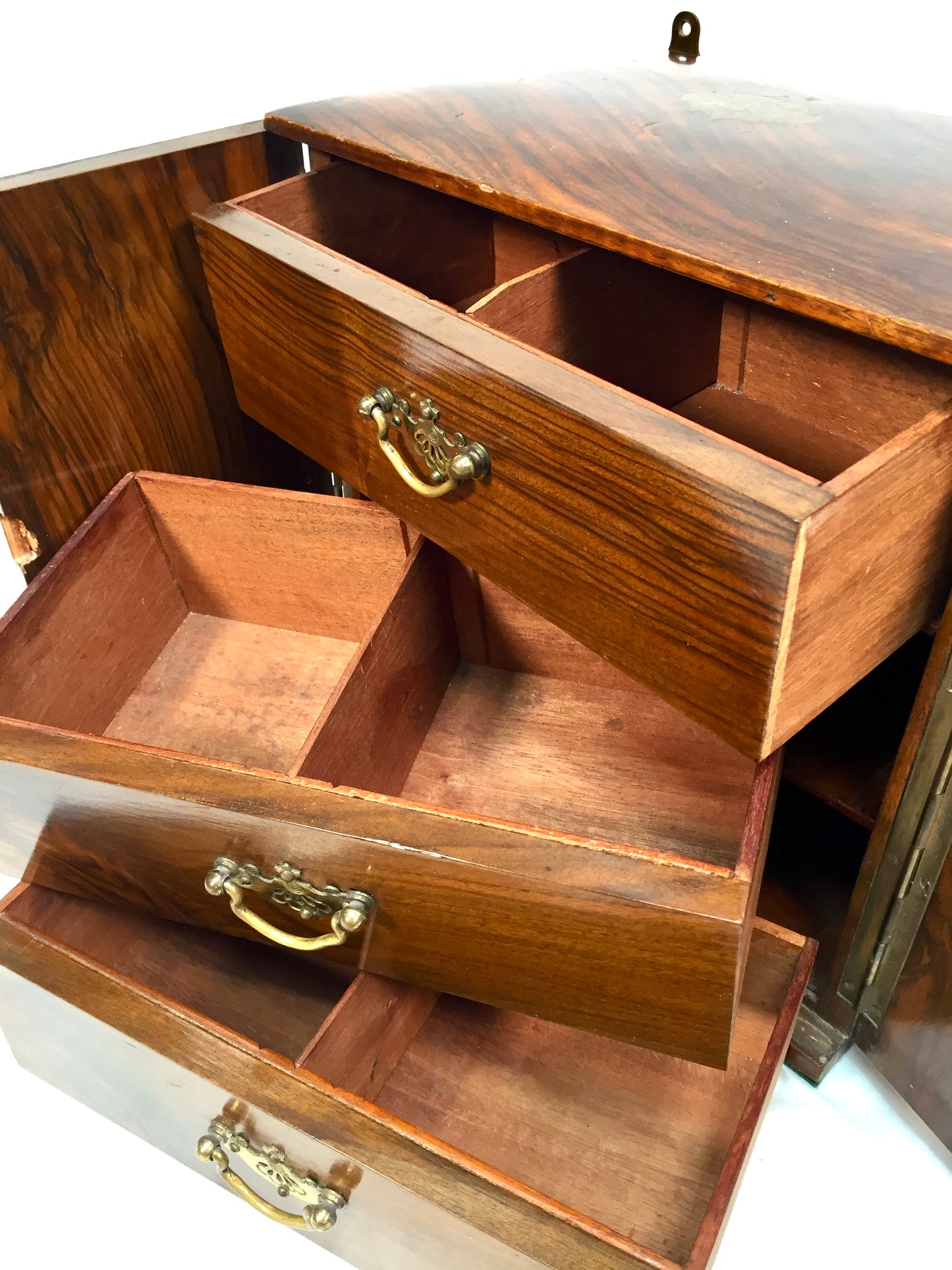 Antique Victorian Wooden Walnut Humidor Chest of Drawers Collectors Cabinet Box