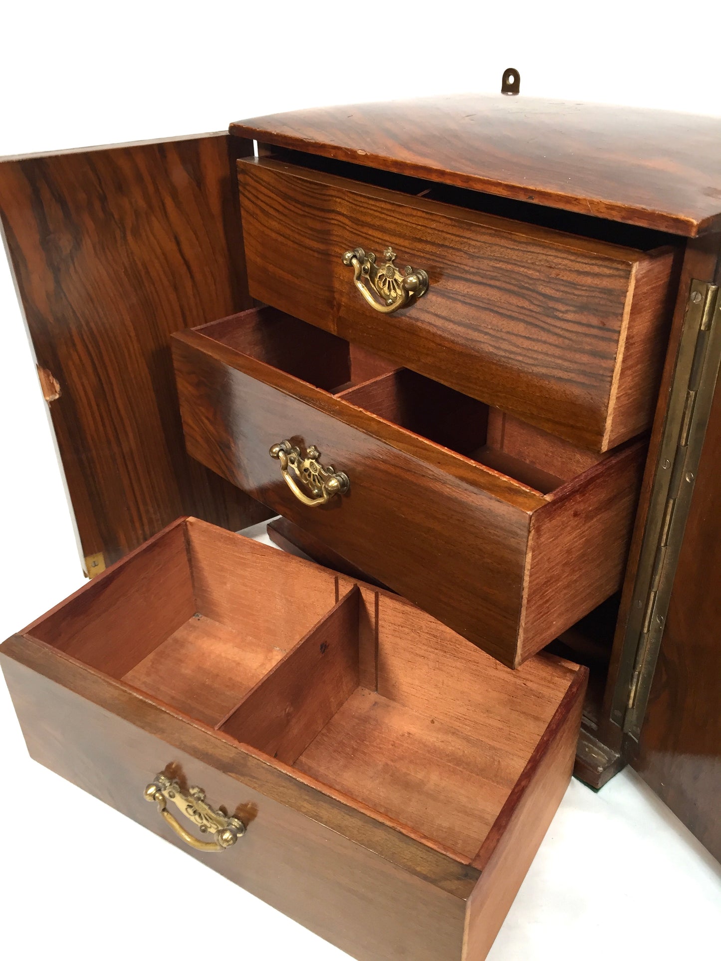Antique Victorian Wooden Walnut Humidor Chest of Drawers Collectors Cabinet Box