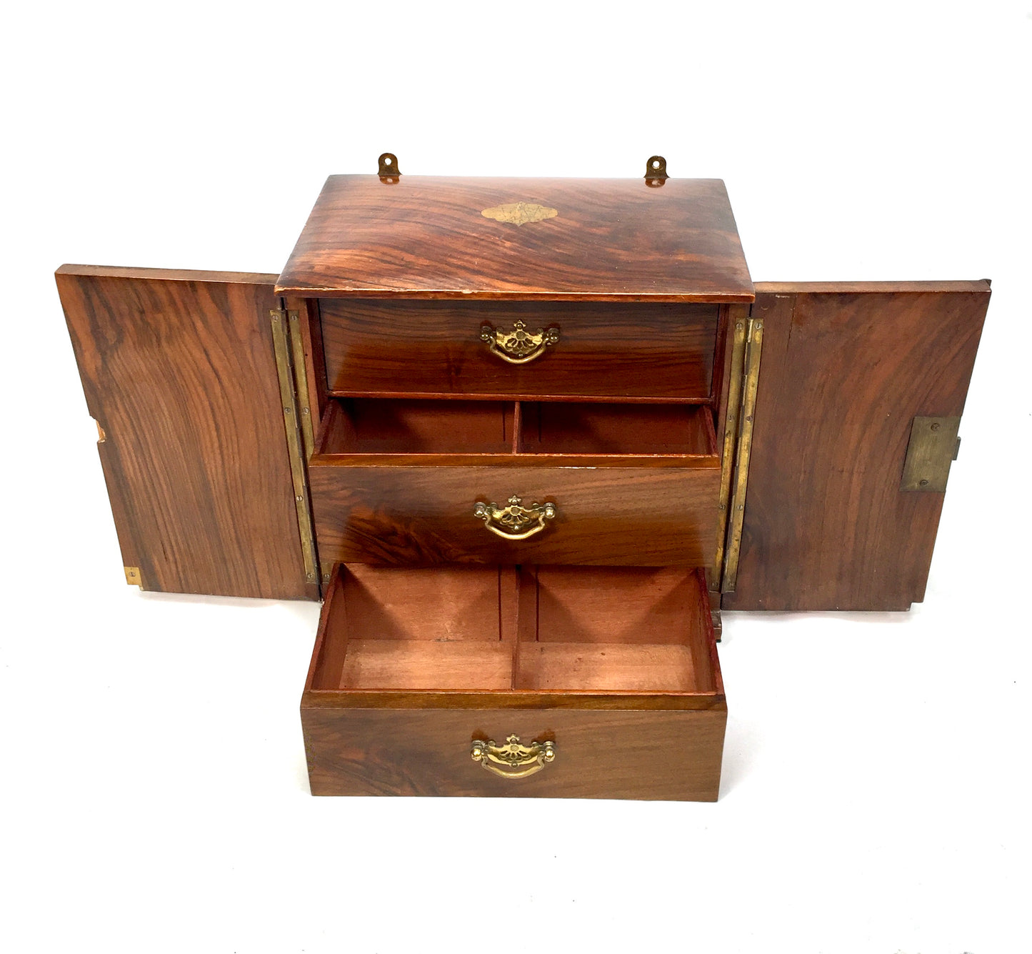 Antique Victorian Wooden Walnut Humidor Chest of Drawers Collectors Cabinet Box