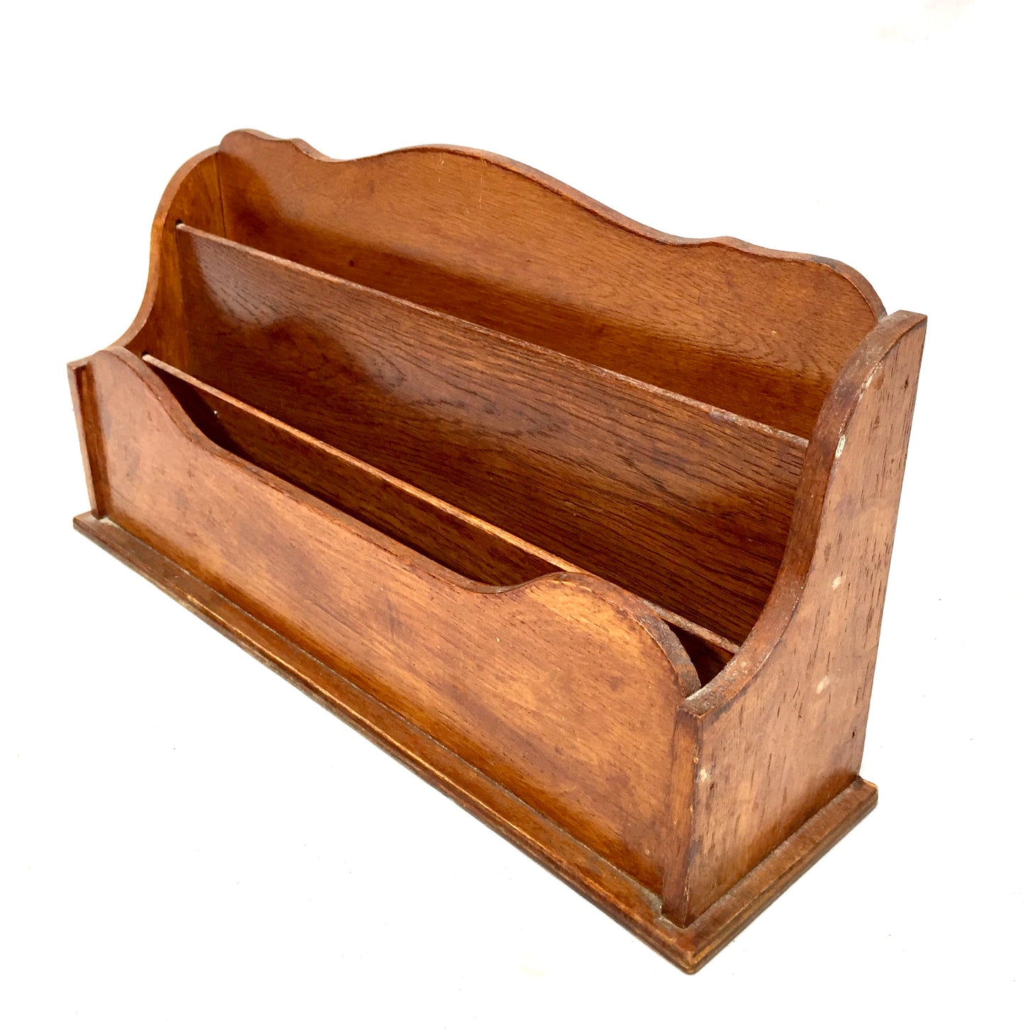 Antique 1950s Wooden Desktop Letter Rack / Stationery Holder / Mid 20th Century