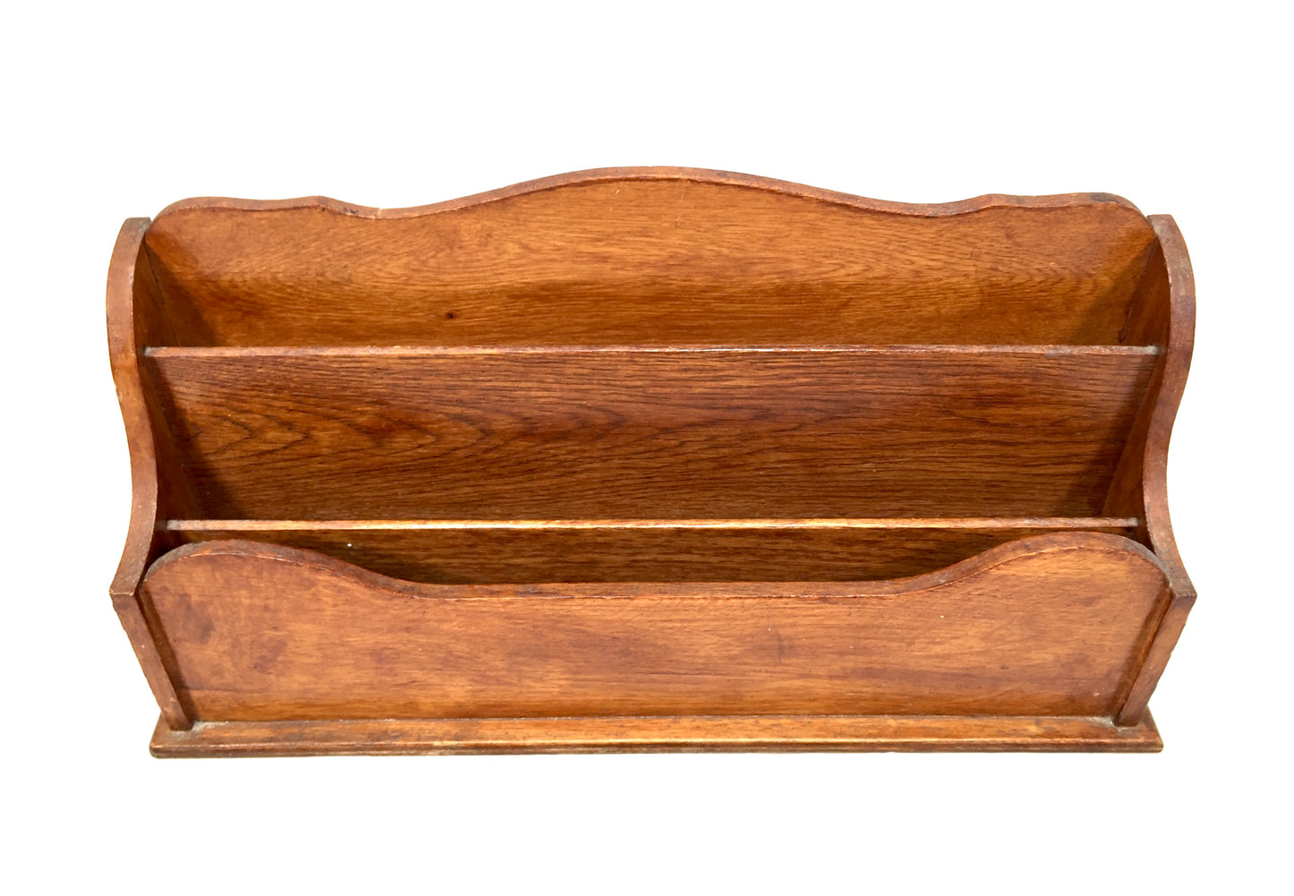 Antique 1950s Wooden Desktop Letter Rack / Stationery Holder / Mid 20th Century