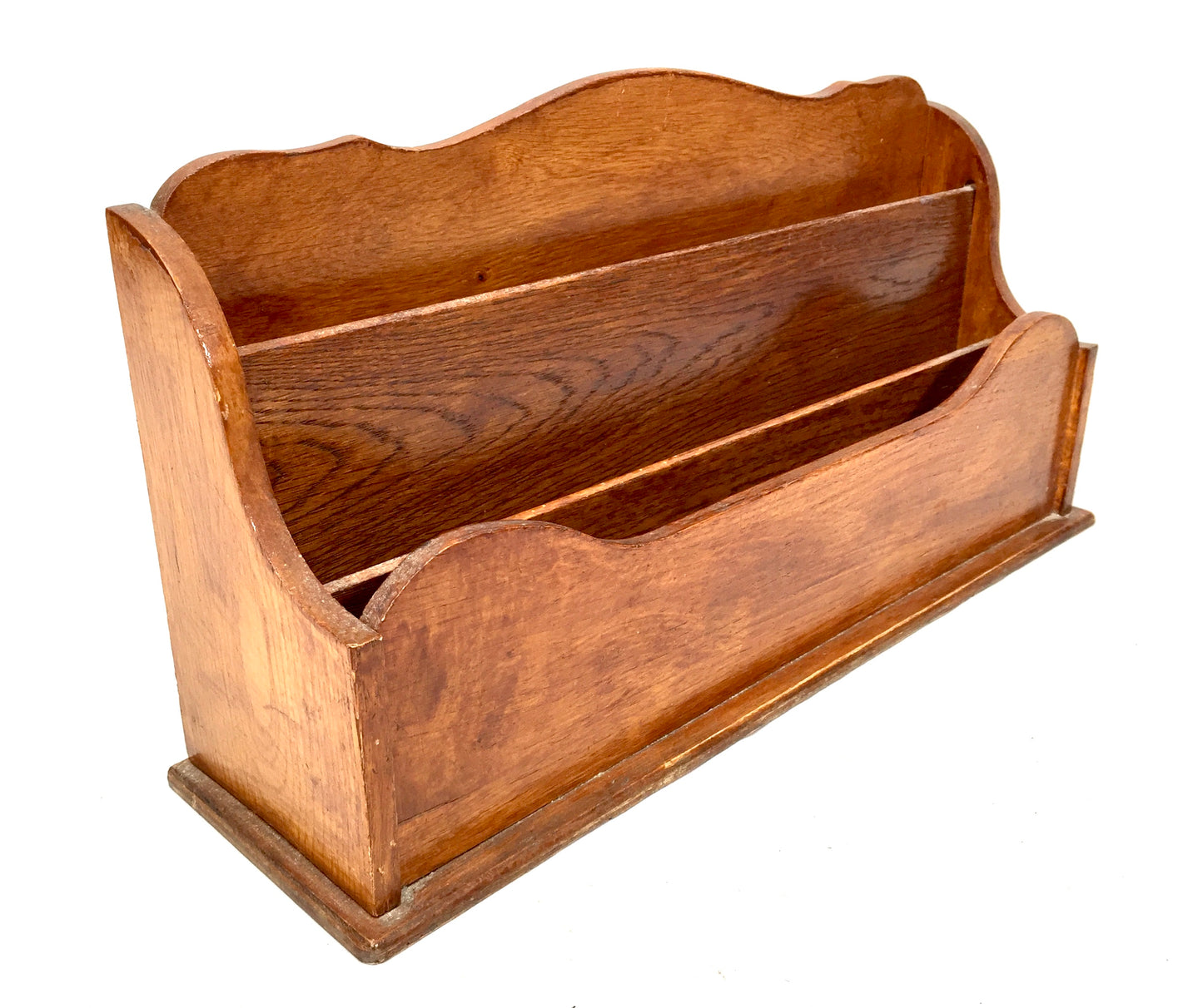 Antique 1950s Wooden Desktop Letter Rack / Stationery Holder / Mid 20th Century