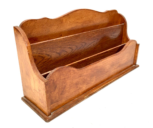 Antique 1950s Wooden Desktop Letter Rack / Stationery Holder / Mid 20th Century
