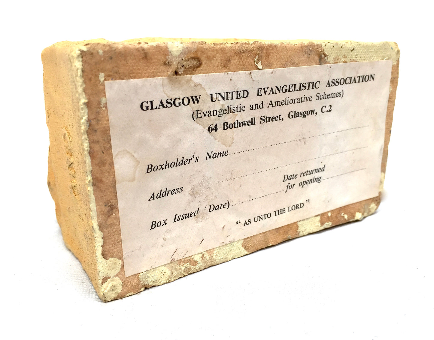 Antique Glasgow Evangelistic Association Tent Hall Collection Offering Box c1930