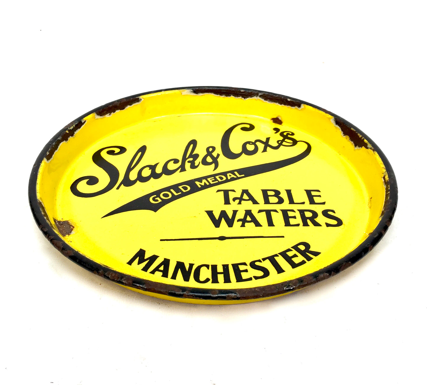 Antique Advertising - Slack &Cox's Gold Medal Table Waters Enamel Tray c.1940