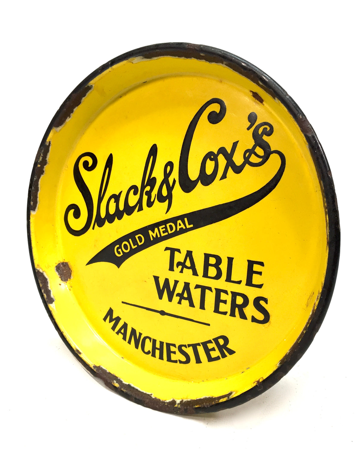 Antique Advertising - Slack &Cox's Gold Medal Table Waters Enamel Tray c.1940